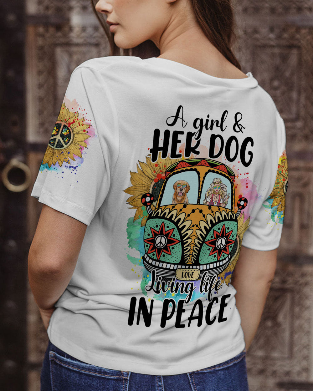 A GIRL AND HER DOG LIVING LIFE IN PEACE ALL OVER PRINT - TYTM2502231