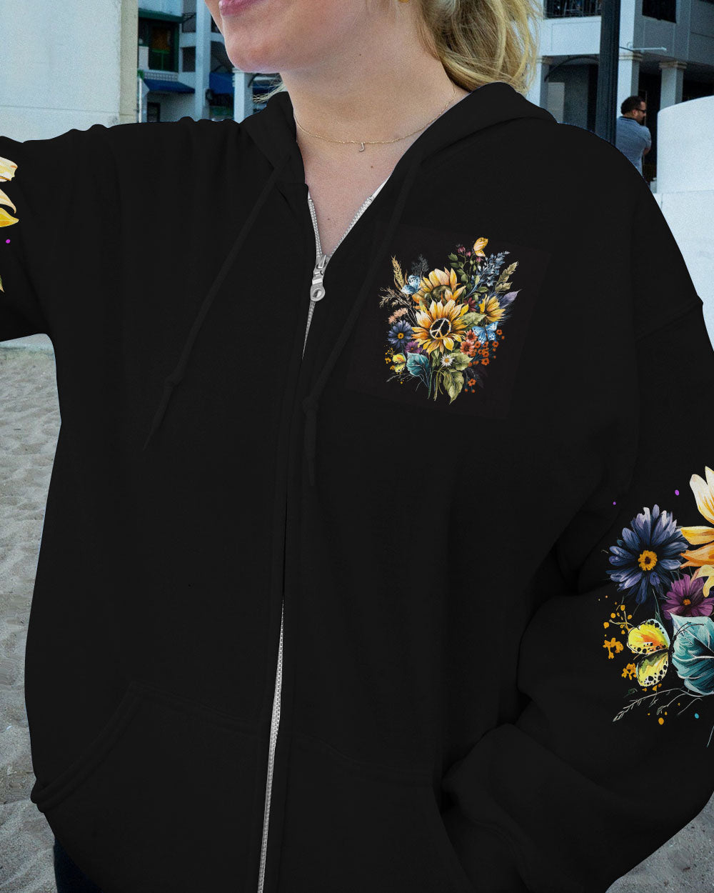 NEVER UNDERESTIMATE THE POWER OF A WOMAN WHO LOVES SUNFLOWERS ALL OVER PRINT - TA2802231