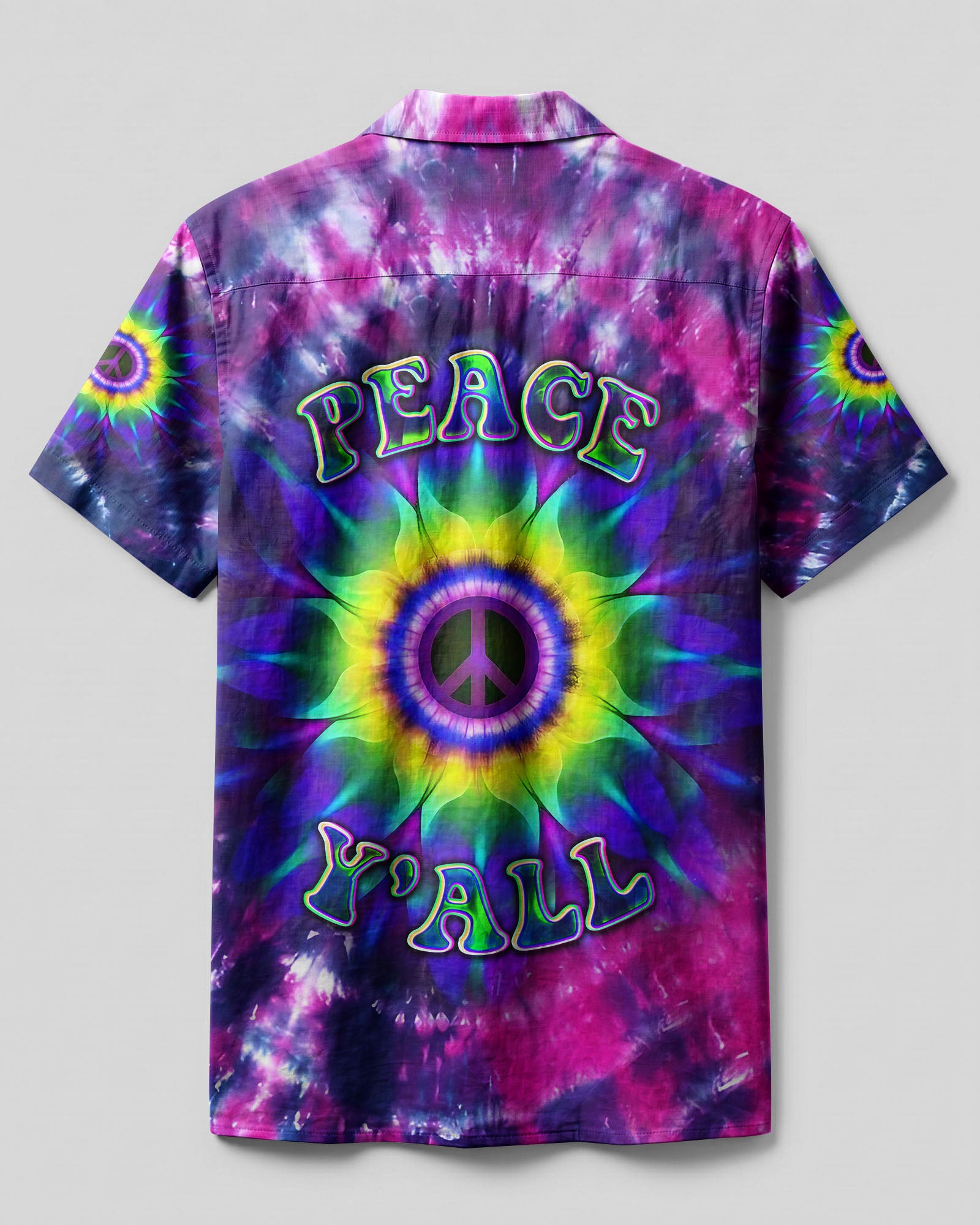 PEACE Y'ALL TIE DYE CAMP SHIRT - YHDU2906234
