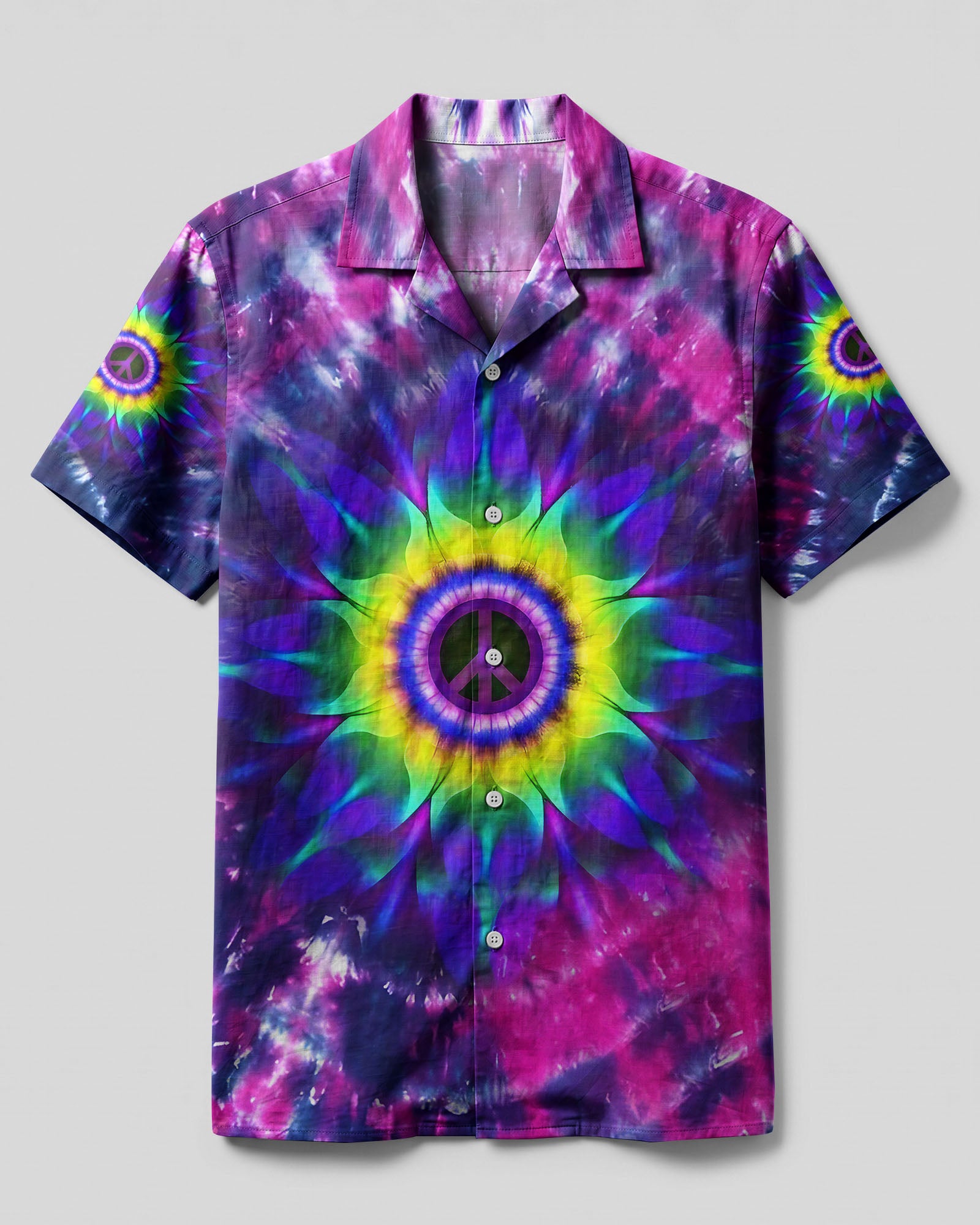PEACE Y'ALL TIE DYE CAMP SHIRT - YHDU2906234