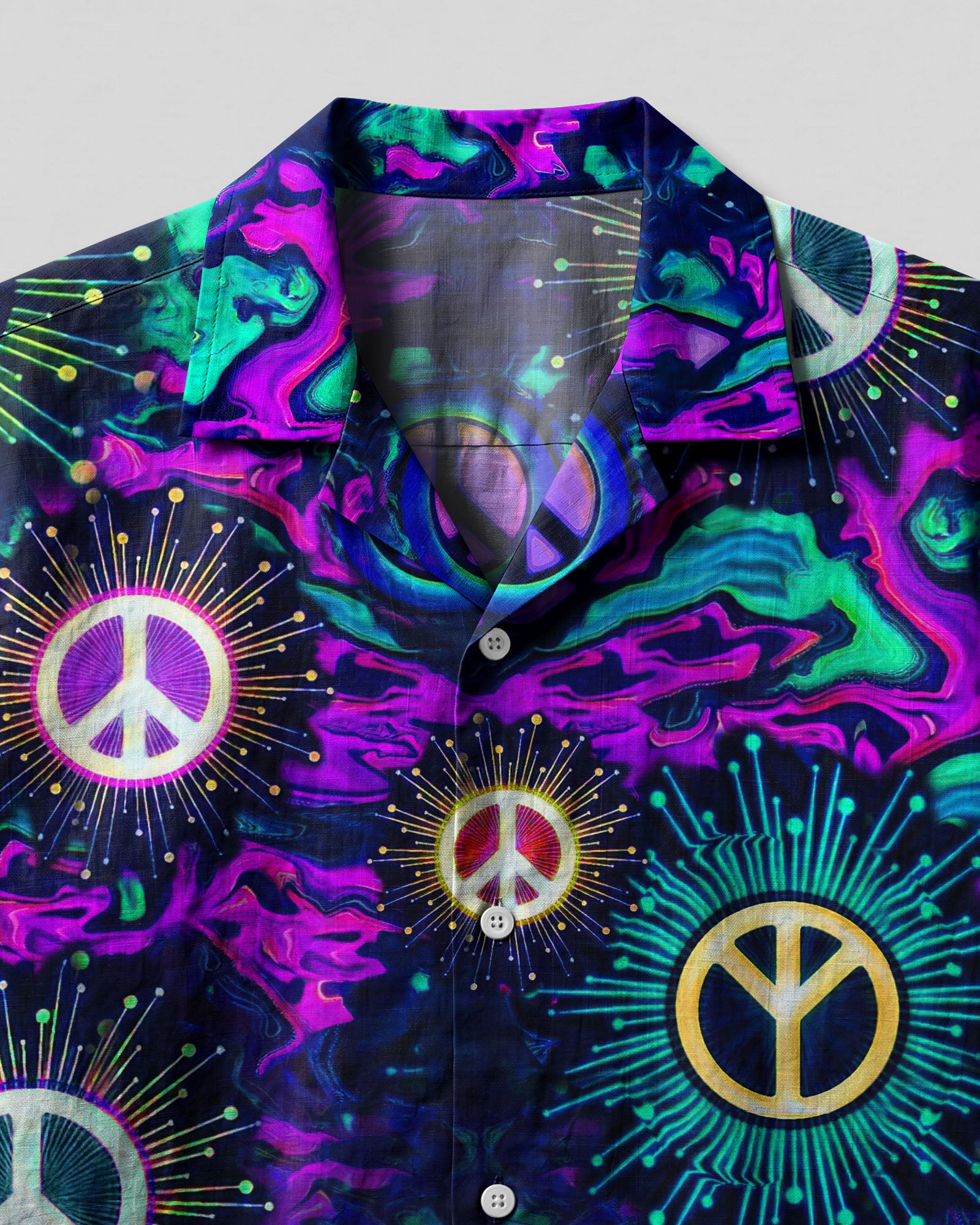 HIPPIE PEACE SIGN CAMP SHIRT - YHHG0206232