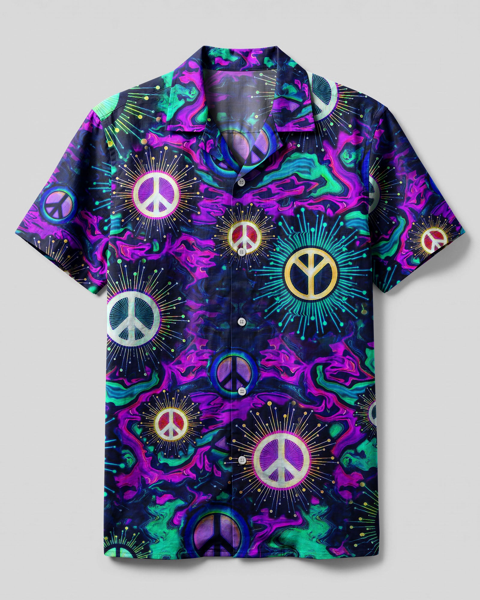 HIPPIE PEACE SIGN CAMP SHIRT - YHHG0206232