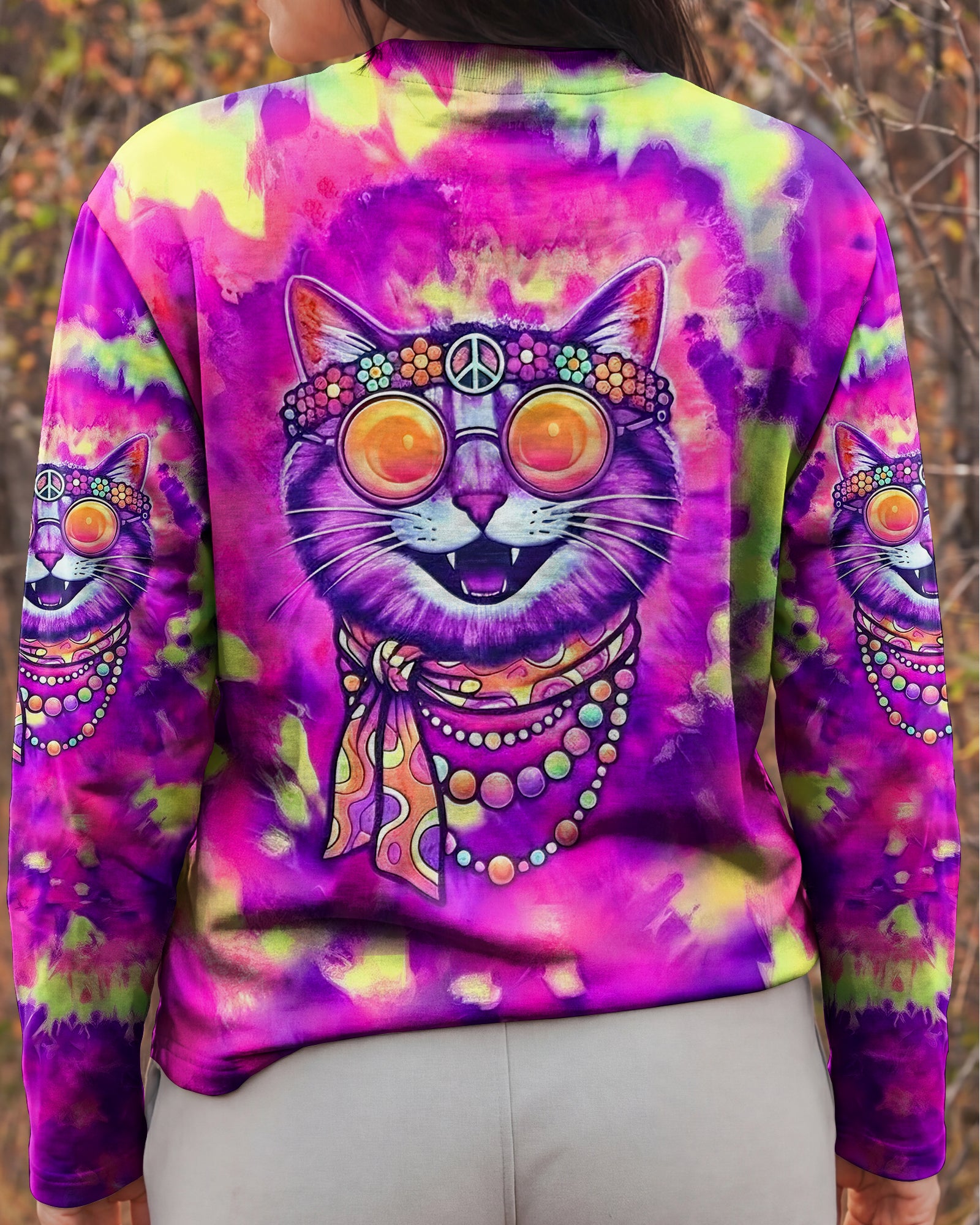 RADIANT NEON FUNNY HAPPY CAT ALL OVER PRINT - YHLN2101262