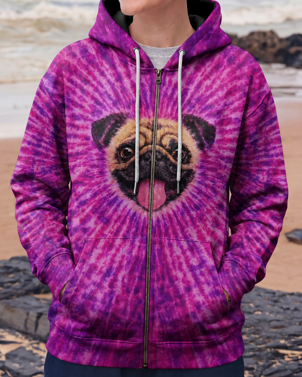 PUG DOG PURPLE & PINK SWIRL ALL OVER PRINT - TLNT2502261