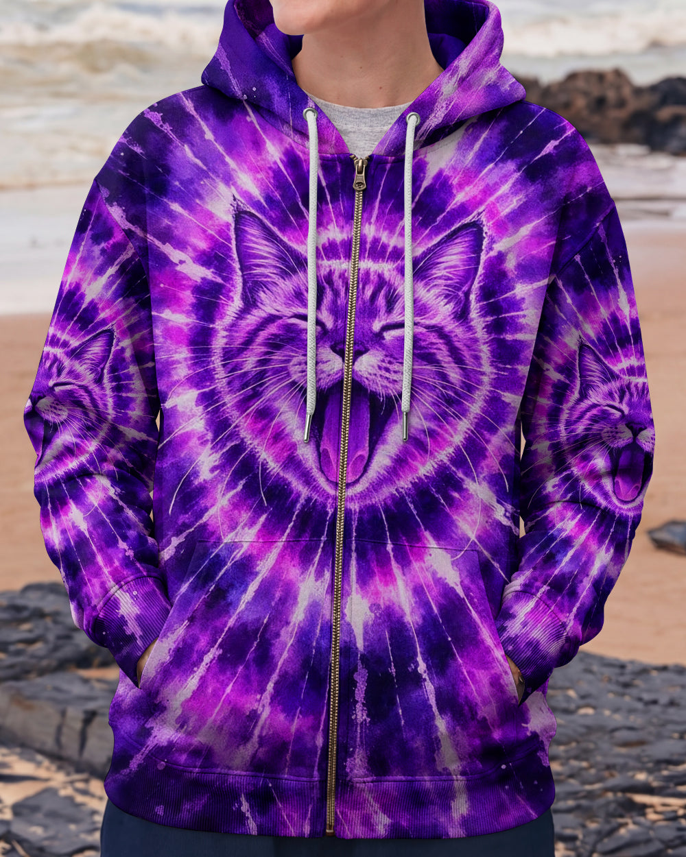 CAT PURPLE SWIRL ALL OVER PRINT - TLHN1003263