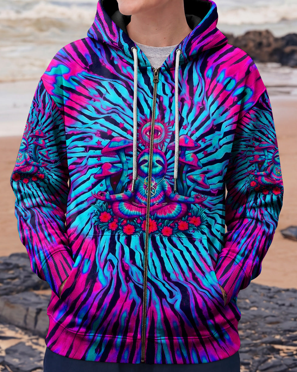 PINK TEAL SWIRL PEACE SLOTH ALL OVER PRINT - YHLT0902261