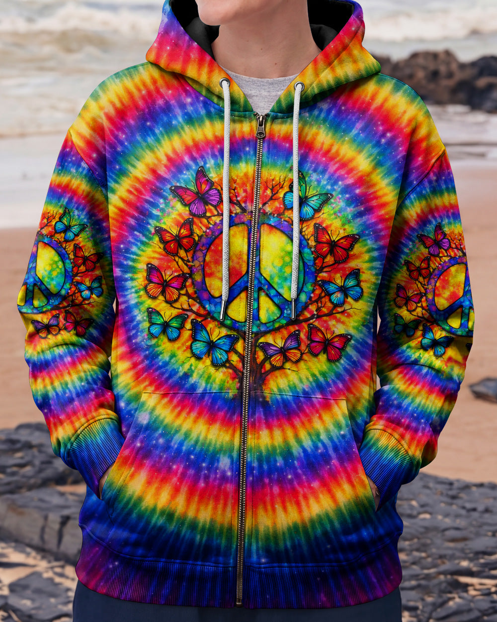 I BELIEVE THERE ARE ANGELS AMONG US PEACE BUTTERFLY SWIRL ALL OVER PRINT - TLNO1302261