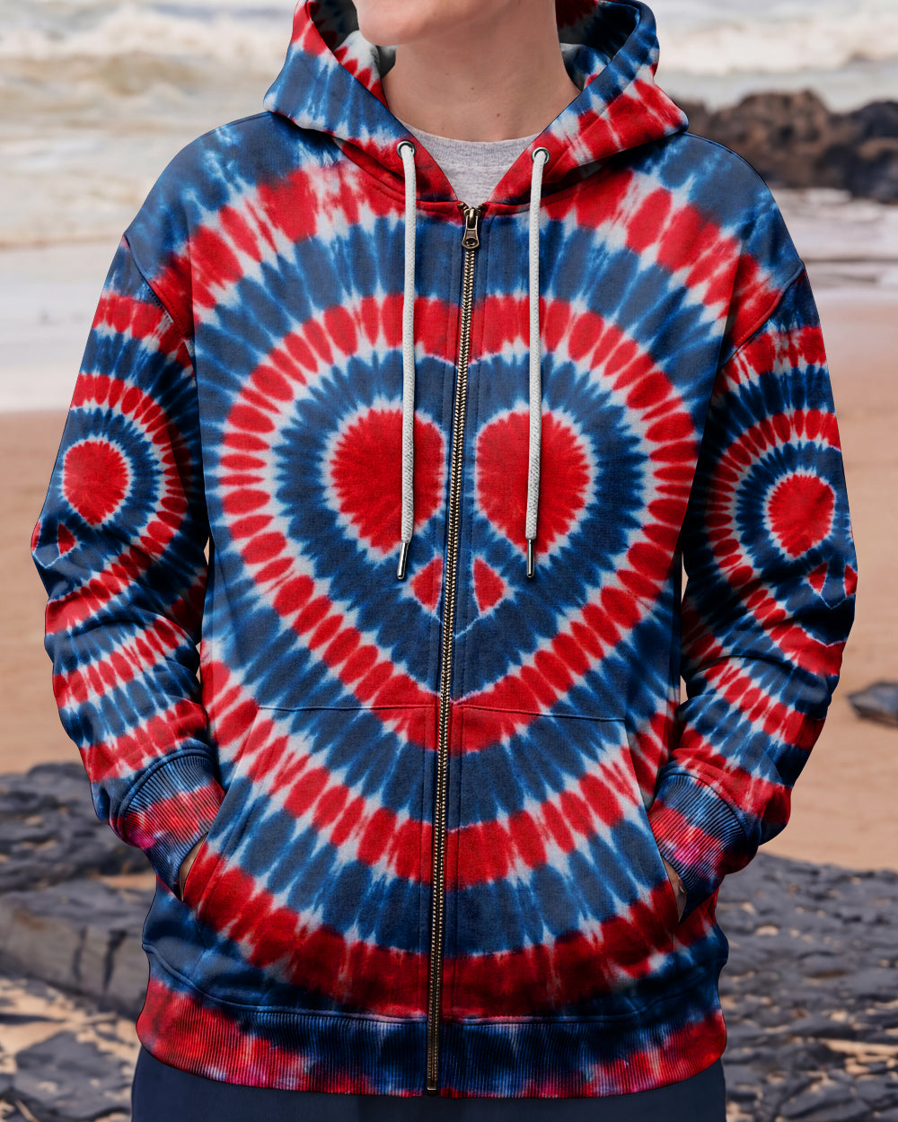 RED WHITE AND BLUE HEART PEACE ALL OVER PRINT - TYPQ1803262