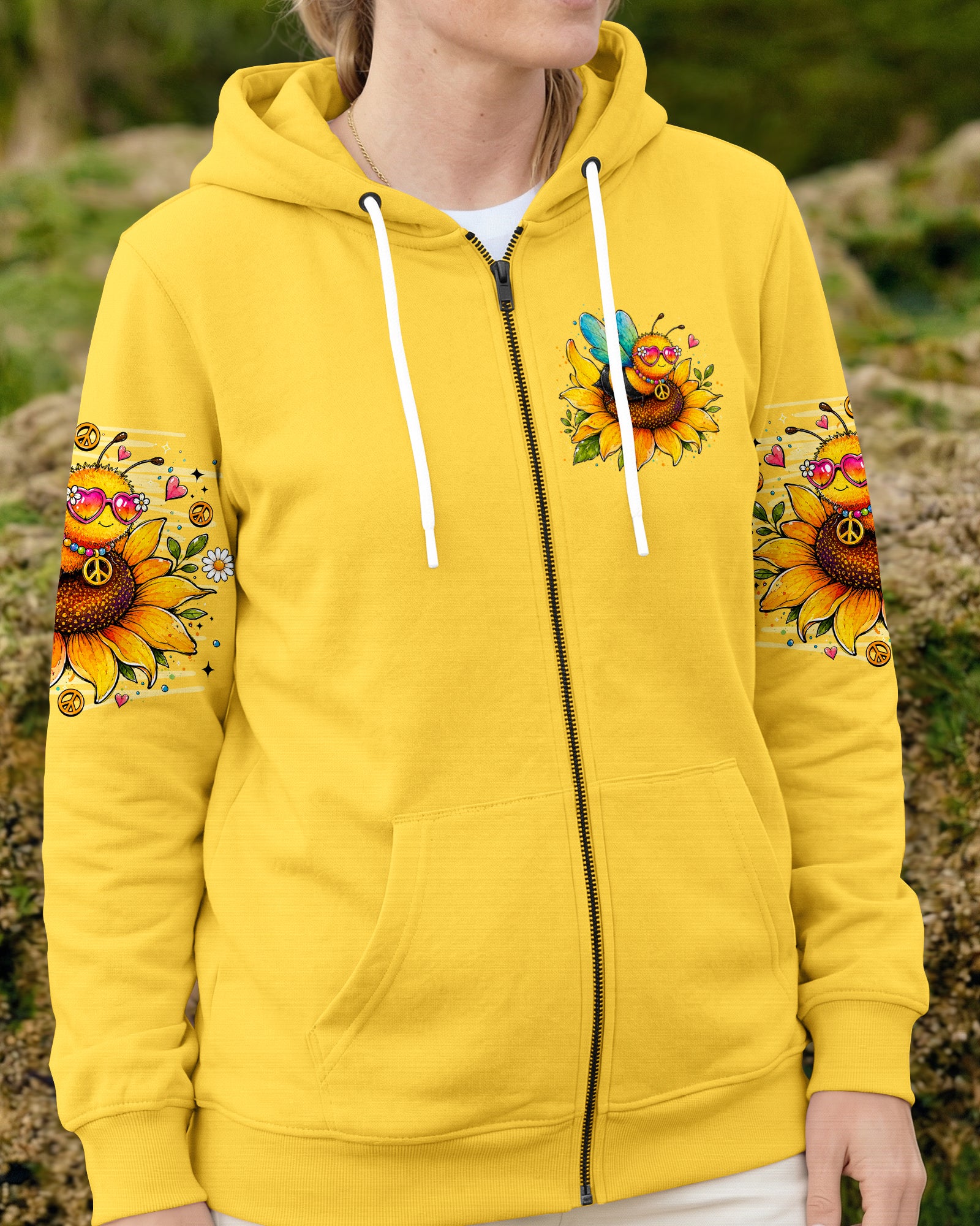 WHISPER WORDS OF WISDOM LET IT BE BEE SUNFLOWER ALL OVER PRINT -  TLNO1407261
