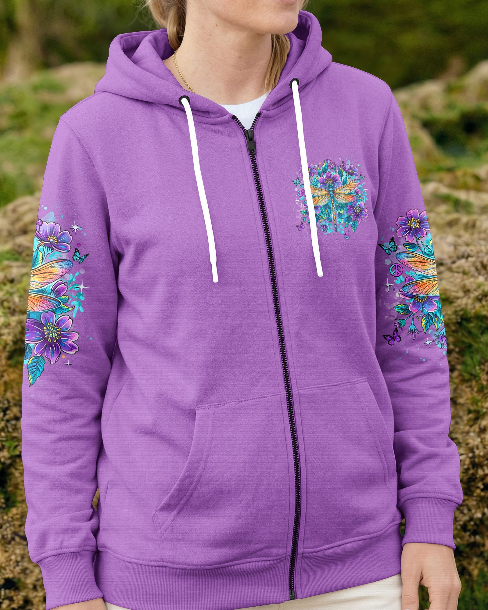 JUST BREATHE DRAGONFLY FLORAL ALL OVER PRINT - TLHN2403262