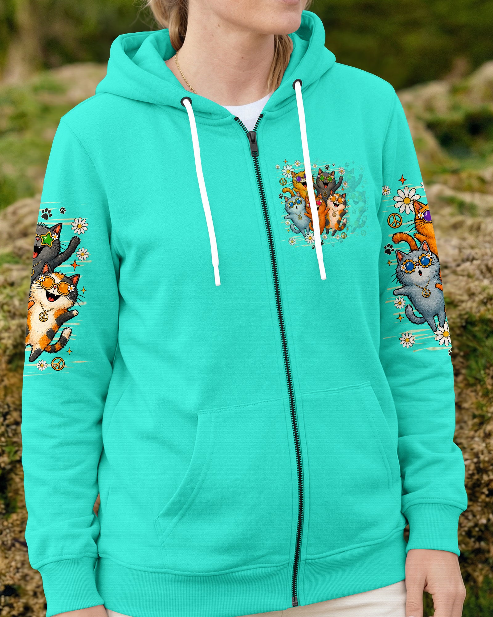 PEACE LOVE AND MEOW CAT ALL OVER PRINT - TLHN1007261
