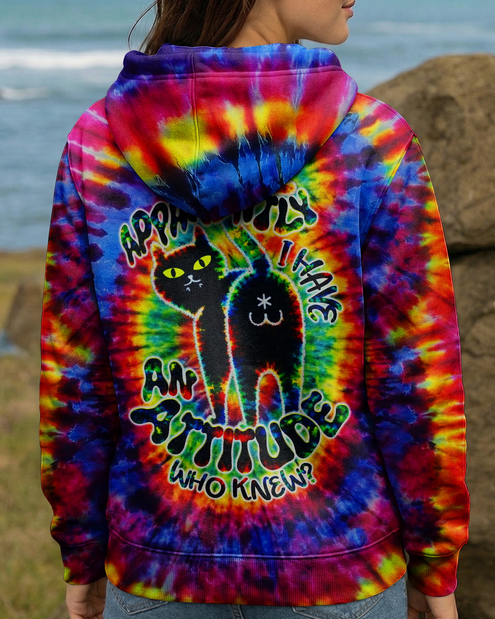 APPARENTLY I HAVE AN ATTITUDE WHO KNEW CAT SWIRL ALL OVER PRINT - TLNT2503263