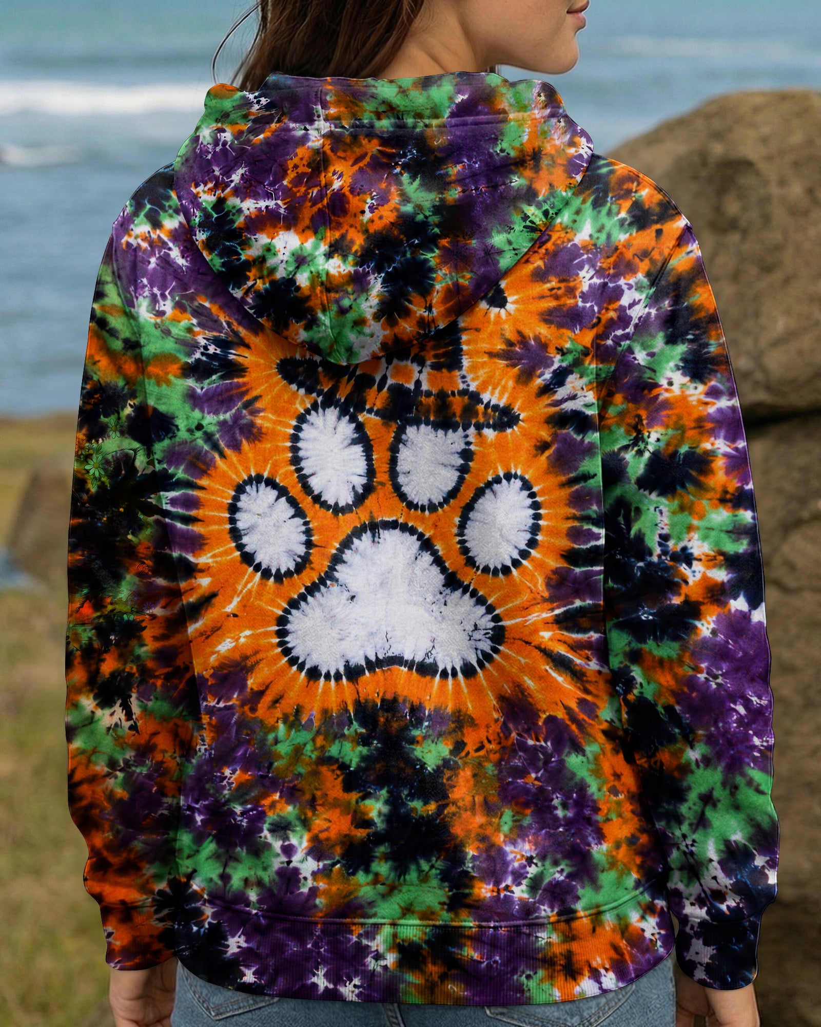 PAW PRINT WITCH HAT  HALLOWEEN BURST ALL OVER PRINT - TLHG2207261