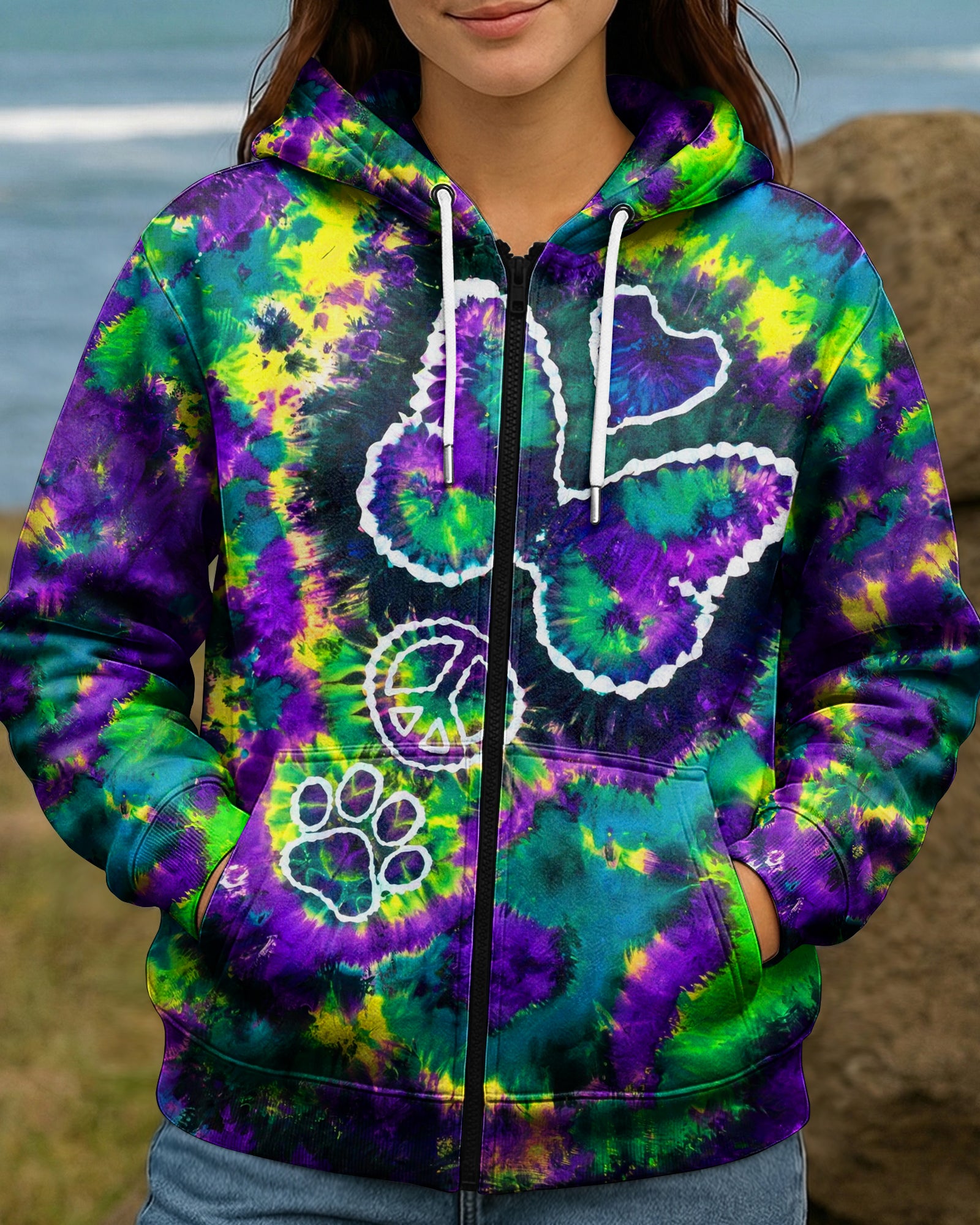 COSMIC BUTTERFLY PEACE LOVE PAW BURST ALL OVER PRINT - TLHG1506261