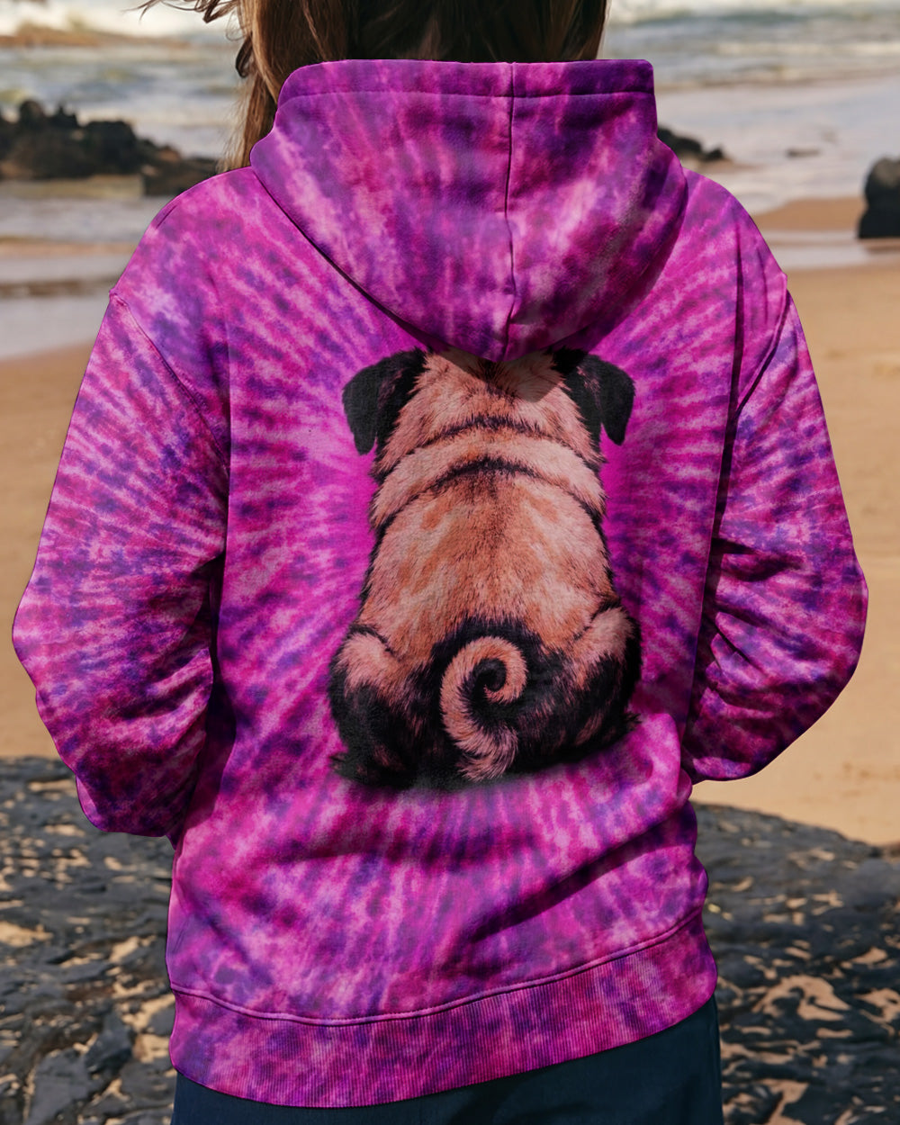 PUG DOG PURPLE & PINK SWIRL ALL OVER PRINT - TLNT2502261