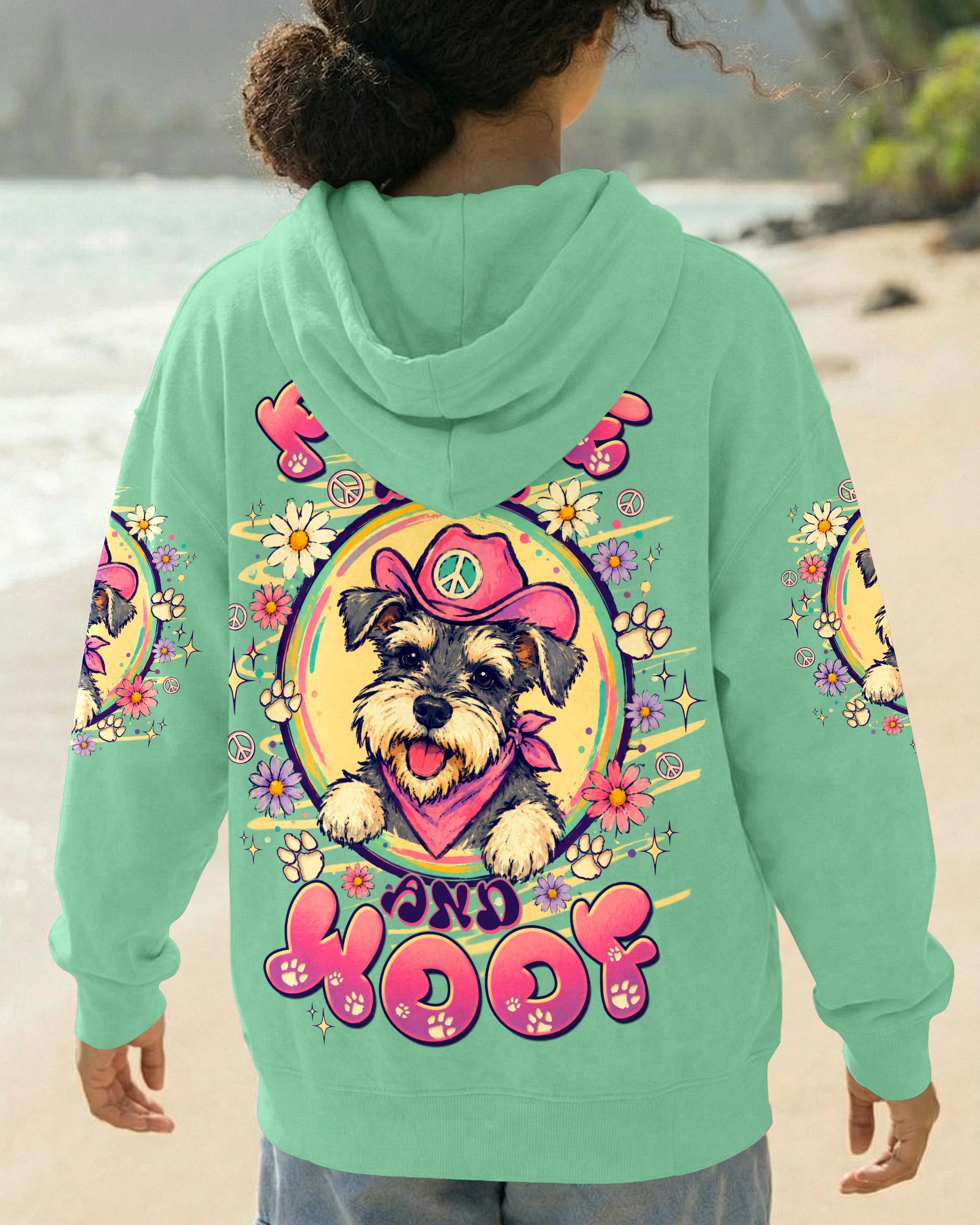 PEACE LOVE AND WOOF SCHNAUZER DOG ALL OVER PRINT - TLTW1507261