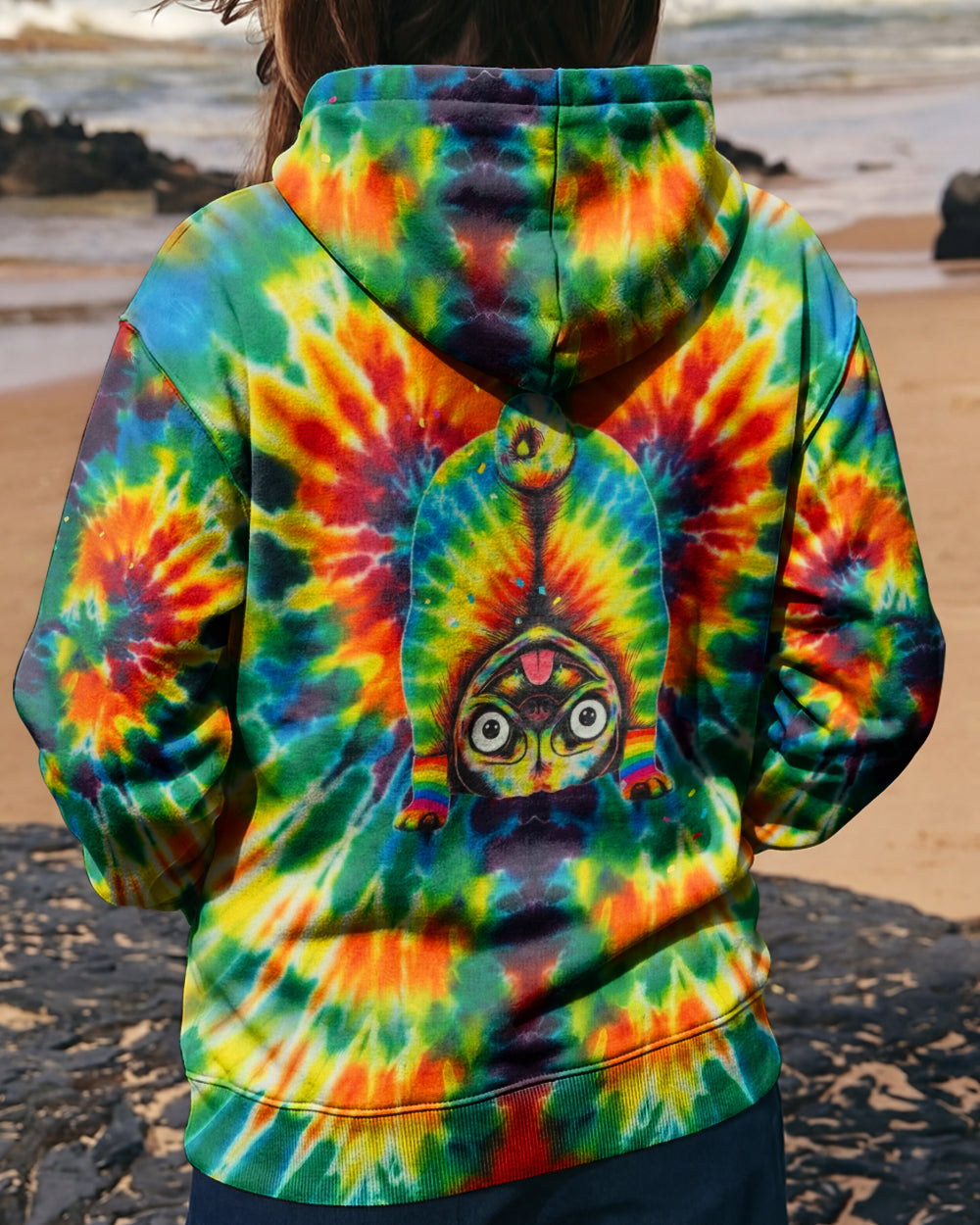 RAINBOW SWIRL FUNNY PUG DOG ALL OVER PRINT - YHHG0202262