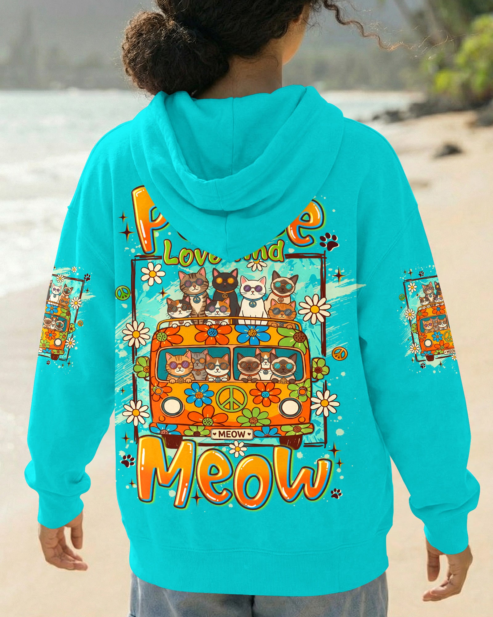 PEACE LOVE AND MEOW CATS ALL OVER PRINT - TYLN2407263