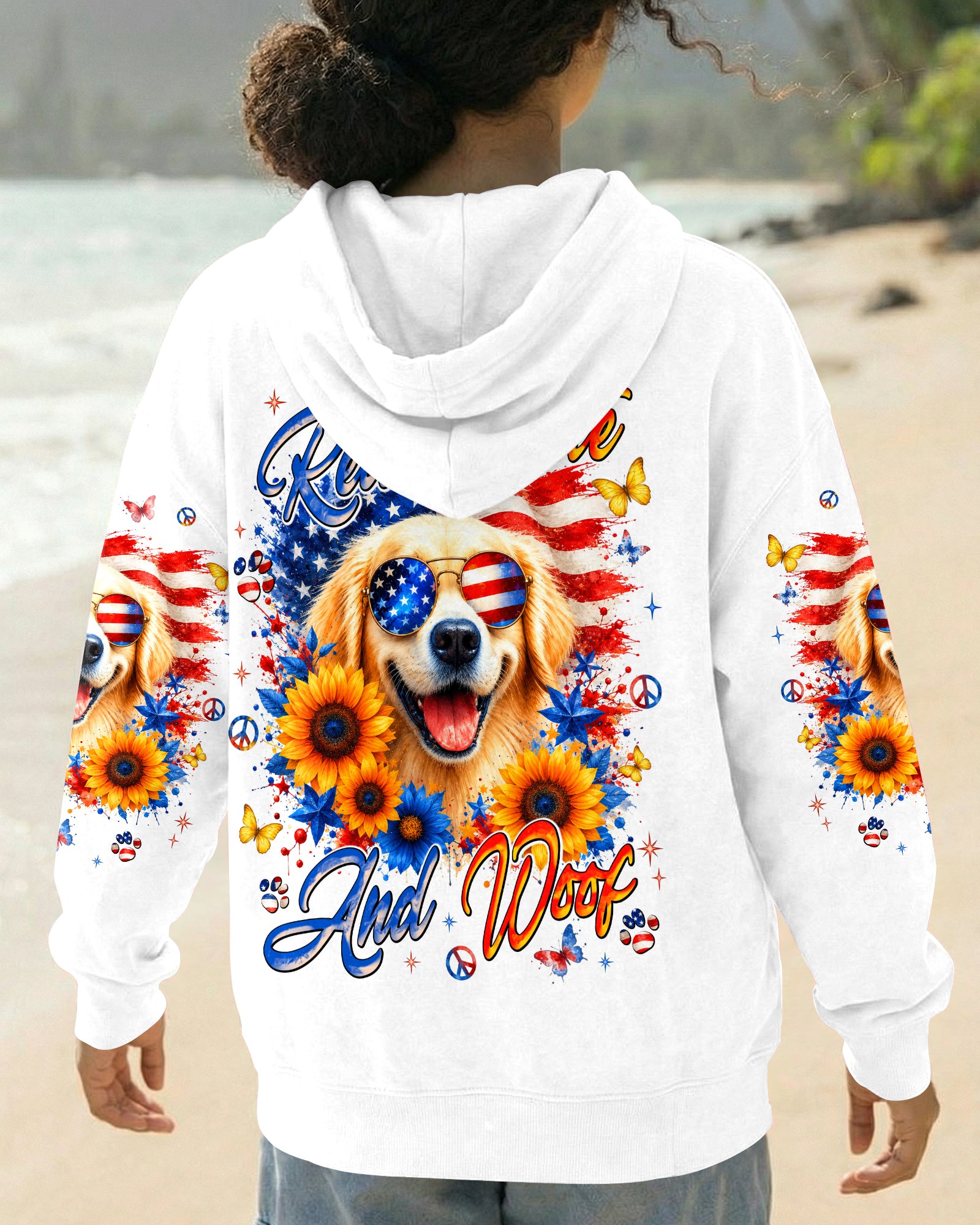 RED WHITE & WOOF GOLDEN RETRIEVER DOG ALL OVER PRINT - TLNT1905264