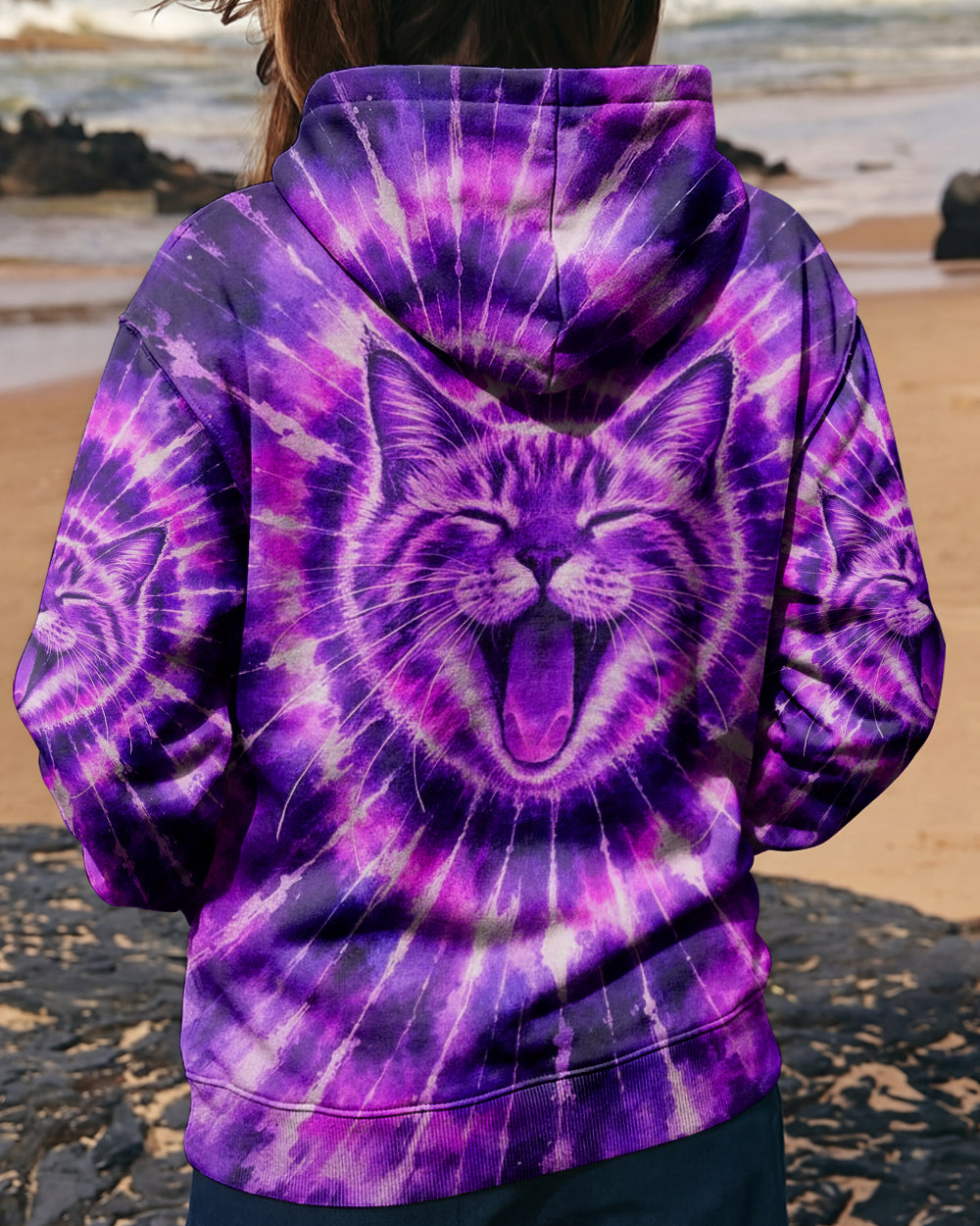 CAT PURPLE SWIRL ALL OVER PRINT - TLHN1003263