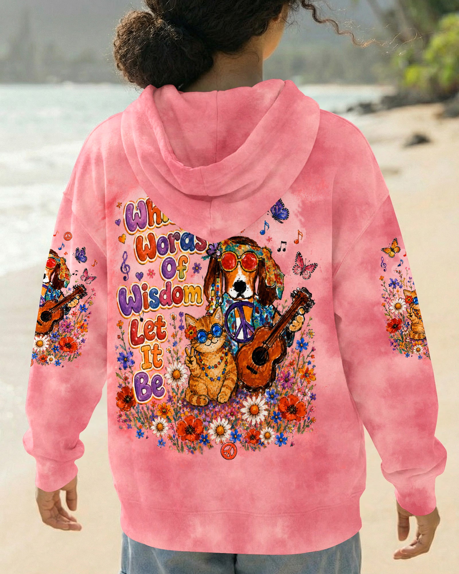 WHISPER WORDS OF WISDOM LET IT BE BEAGLE DOG TABBY CAT ALL OVER PRINT  - TLTW1305262