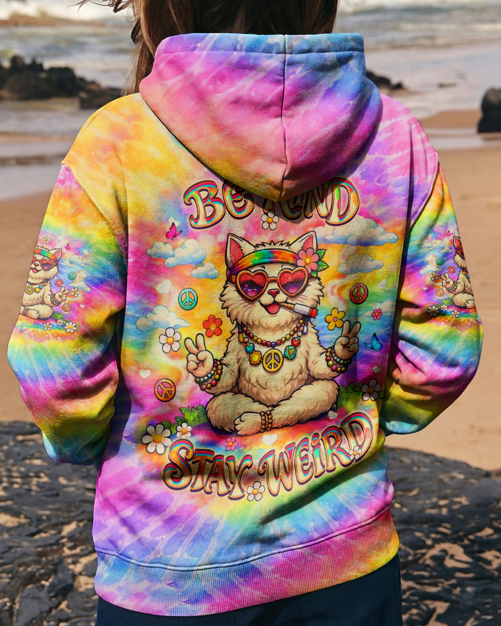 BE KIND STAY WEIRD FUNNY CAT ALL OVER PRINT - YHLT1102262