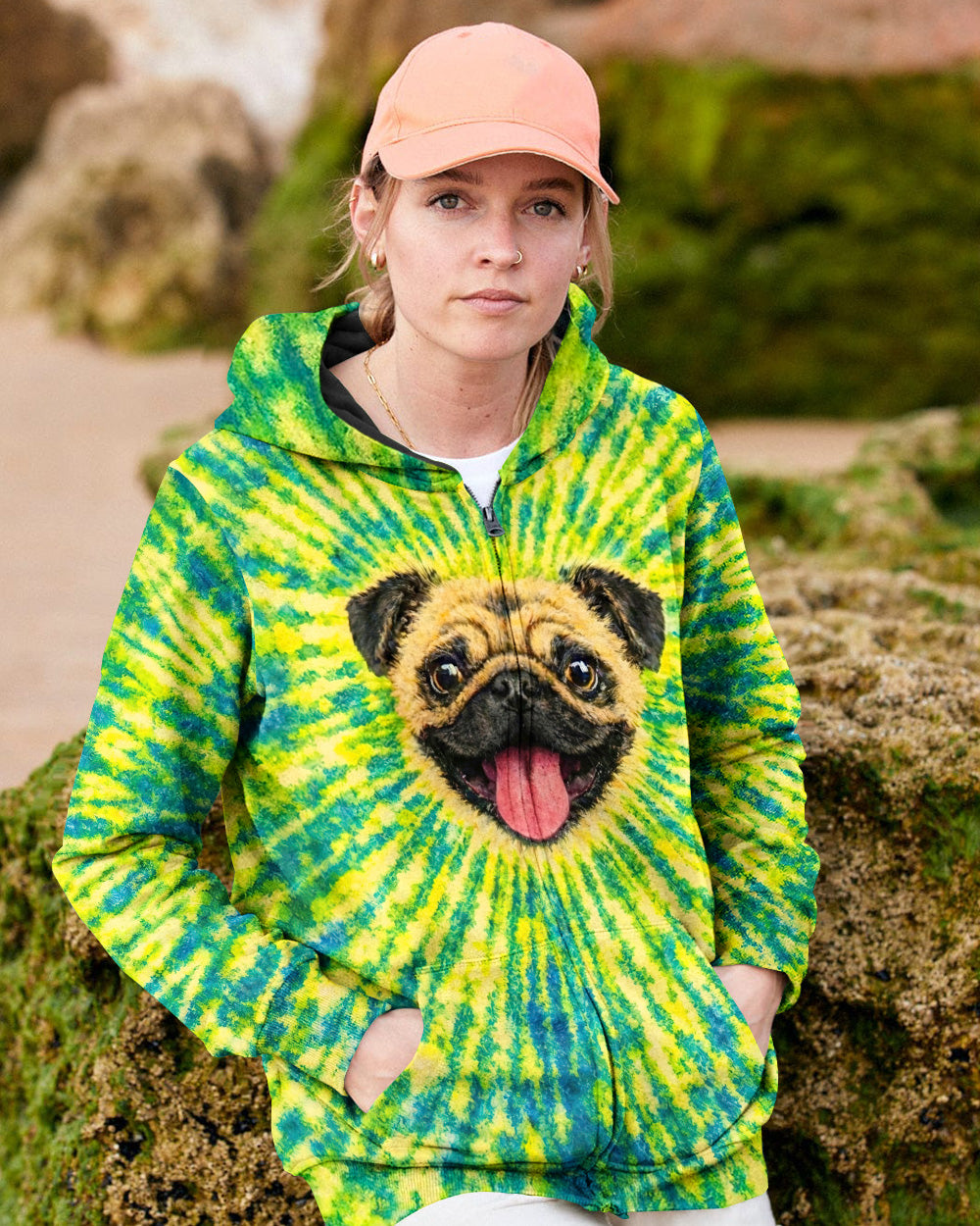 PUG DOG LEMON YELLOW SWIRL ALL OVER PRINT - TLNT2502262