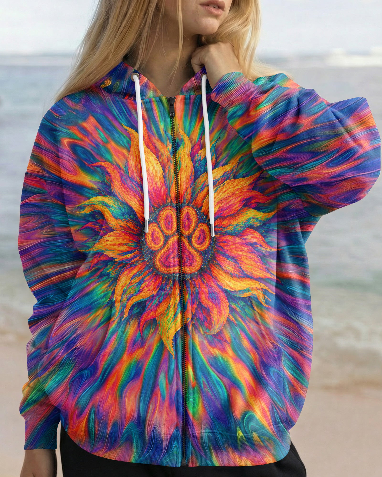 SUNFLOWER WITH PAW PRINT BURST ALL OVER PRINT - TLTW0707263