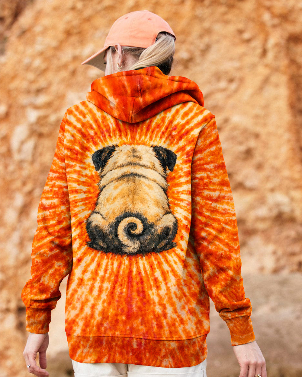 PUG DOG ORANGE SWIRL ALL OVER PRINT - TLNT0202261