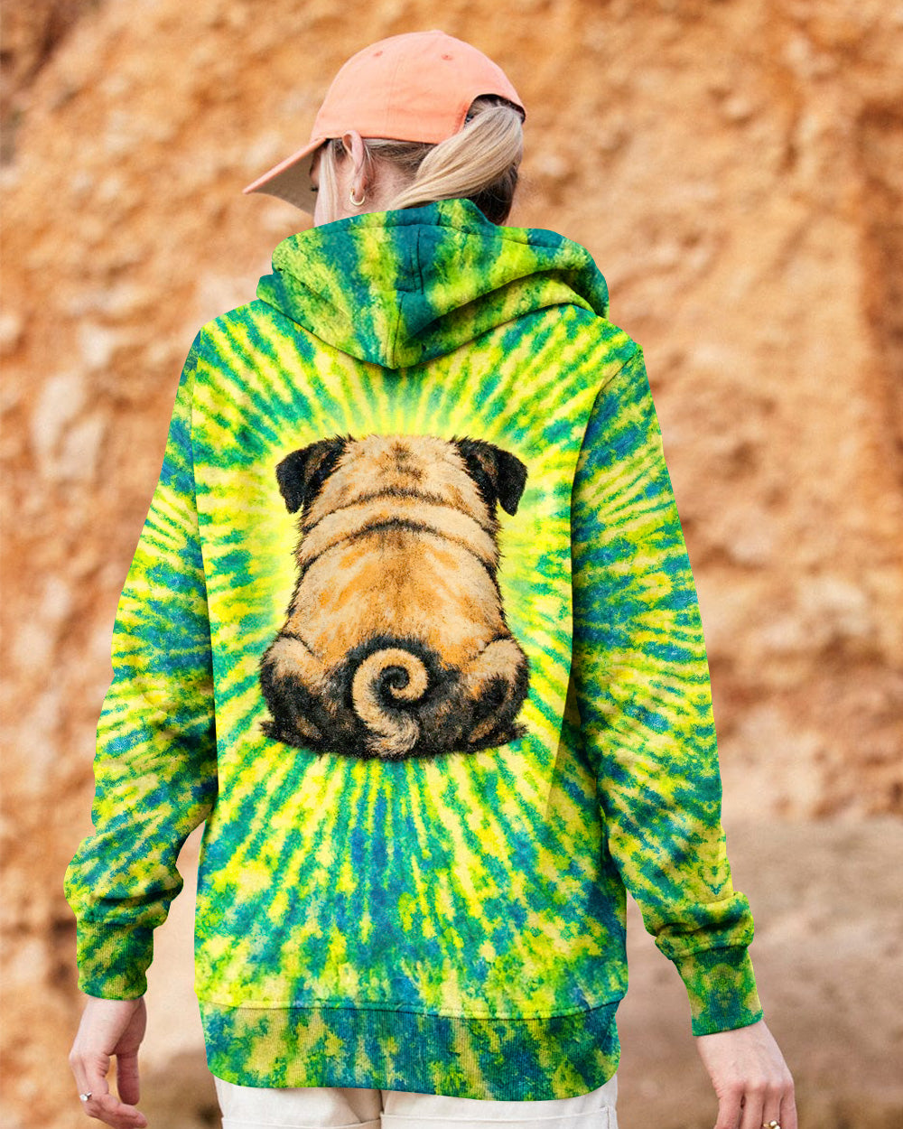 PUG DOG LEMON YELLOW SWIRL ALL OVER PRINT - TLNT2502262