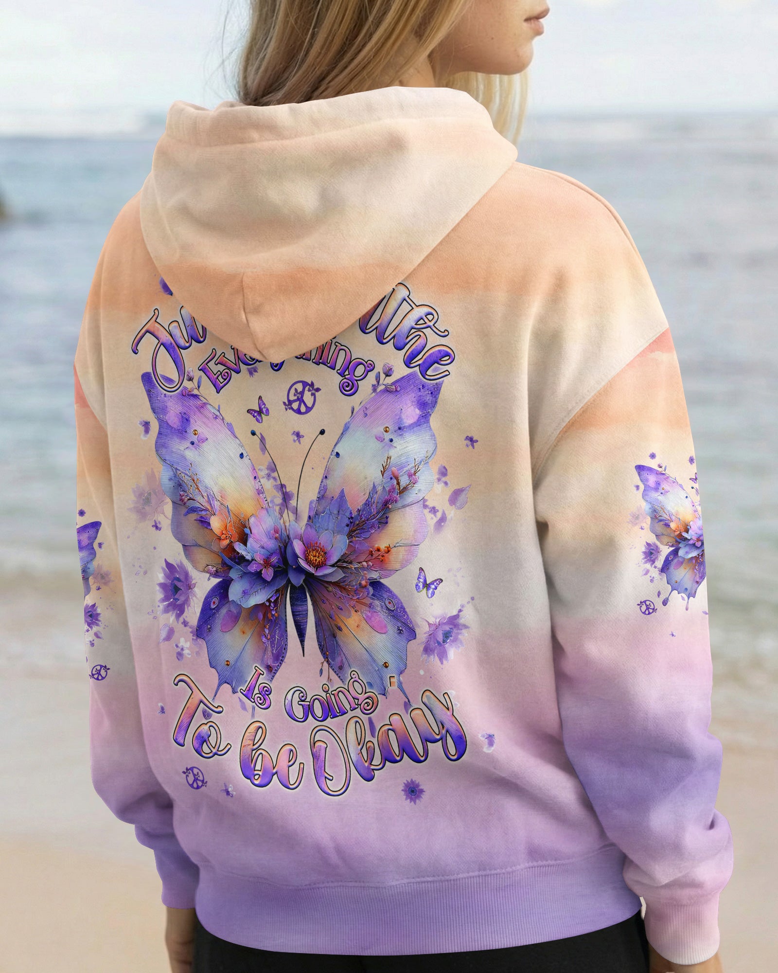 JUST BREATHE BUTTERFLY FLORAL  ALL OVER PRINT - TLHG0204261