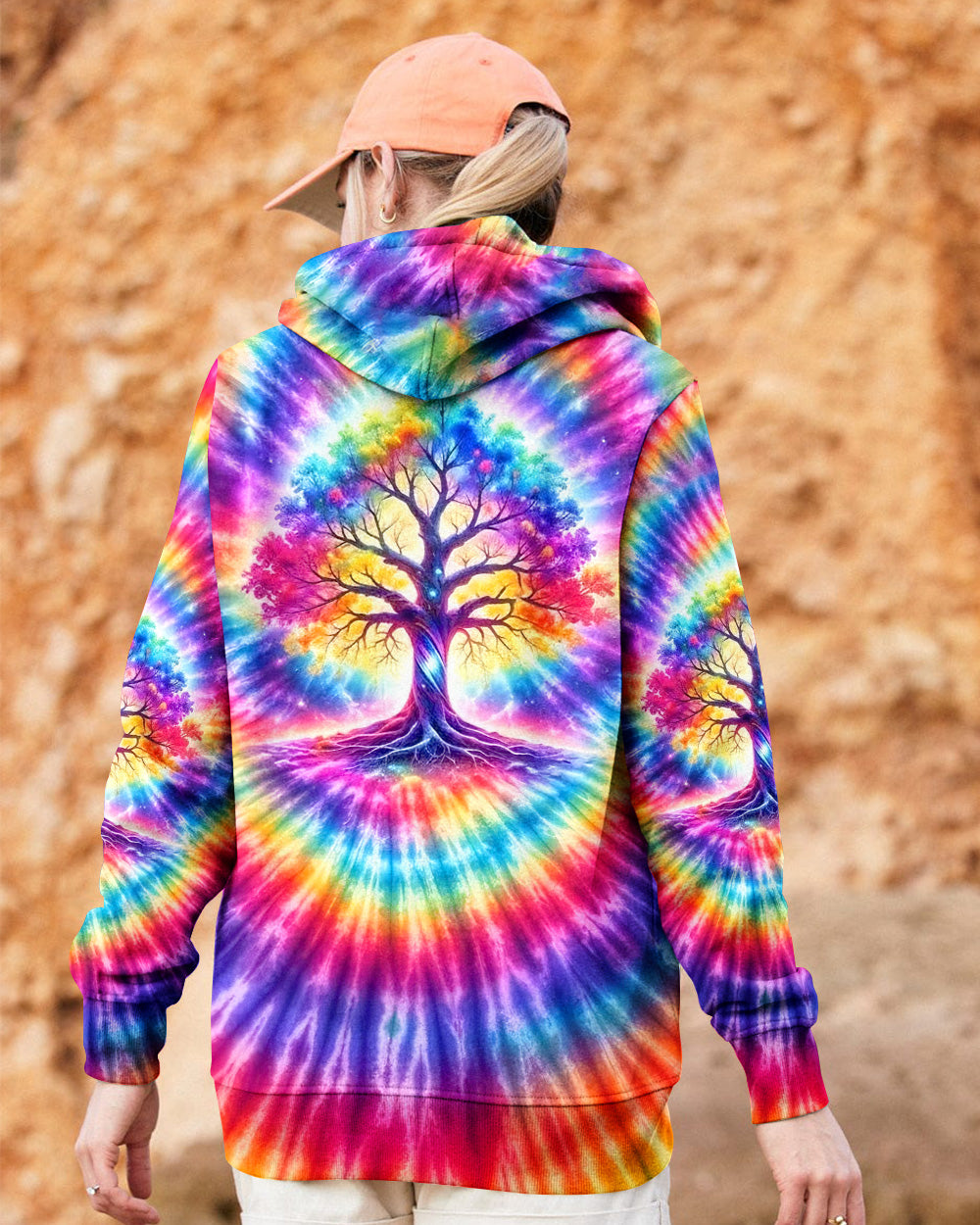 NEON RAINBOW SWIRL TREE OF LIFE ALL OVER PRINT - YHHG2402262