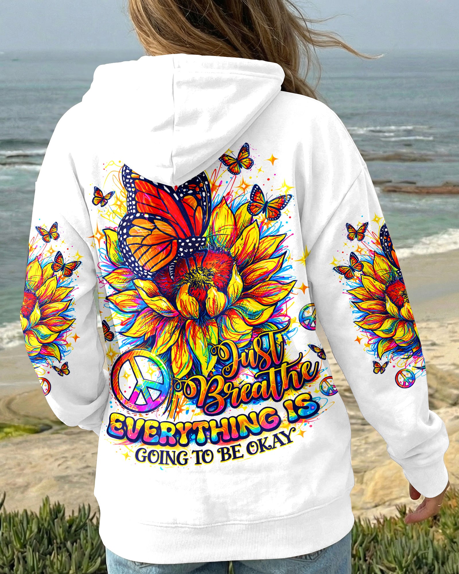 JUST BREATHE BUTTERFLY SUNFLOWER ALL OVER PRINT - TLNO270261