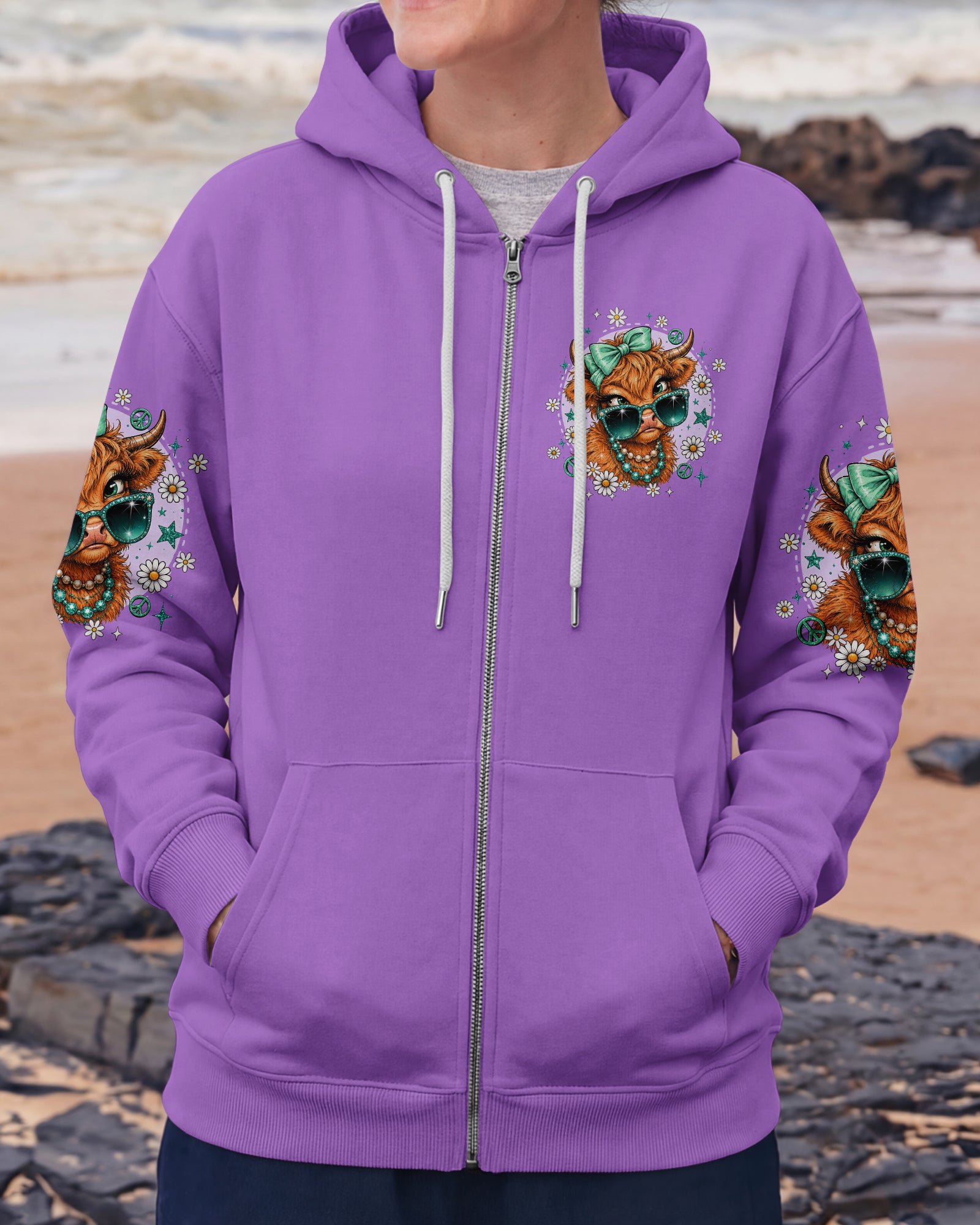 TOO GLAM TO GIVE A DAMN HIGHLAND COW ALL OVER PRINT - TLTW2207264