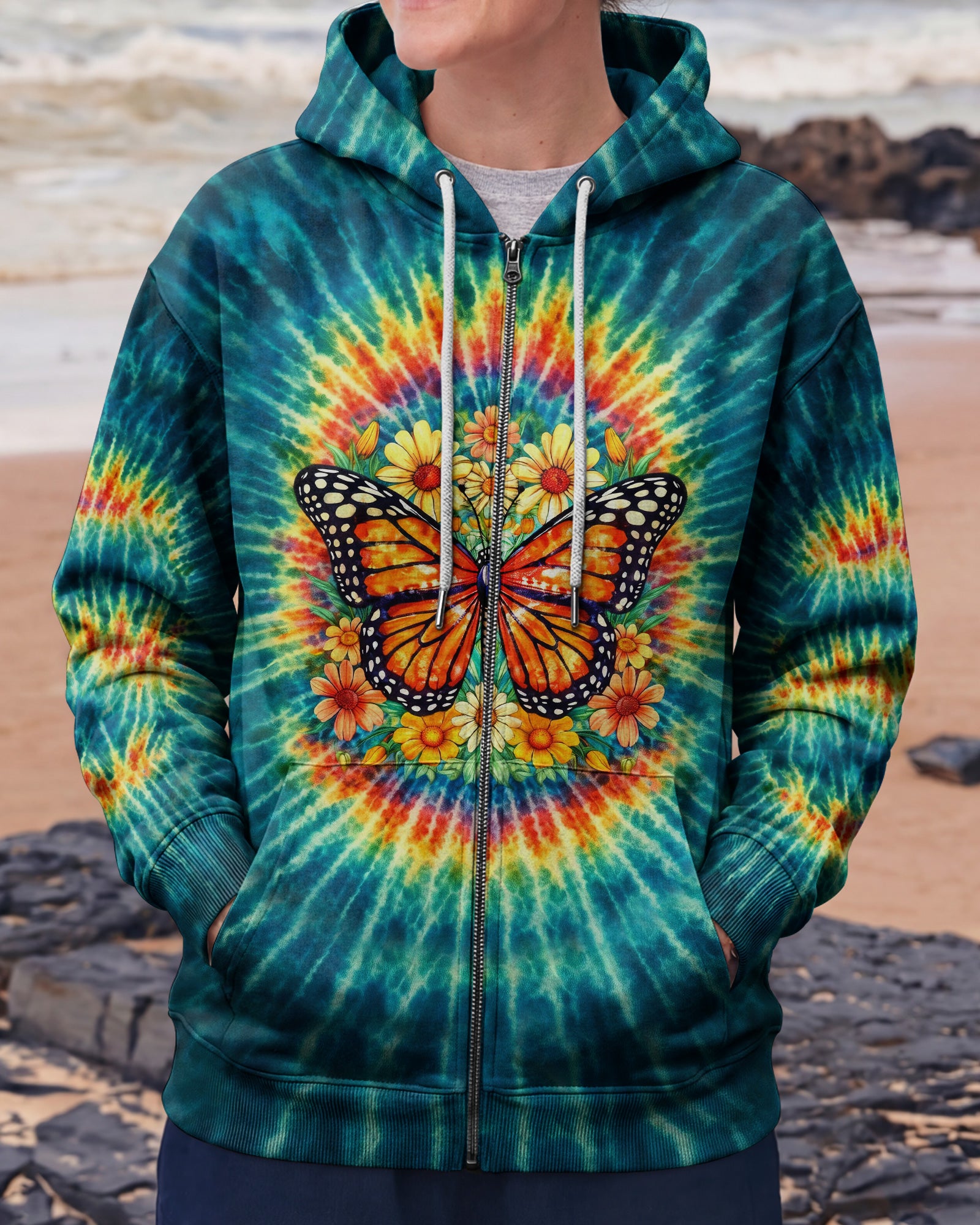 JUST BREATHE BUTTERFLY FLORAL SWIRL ALL OVER PRINT - TLHG0704262