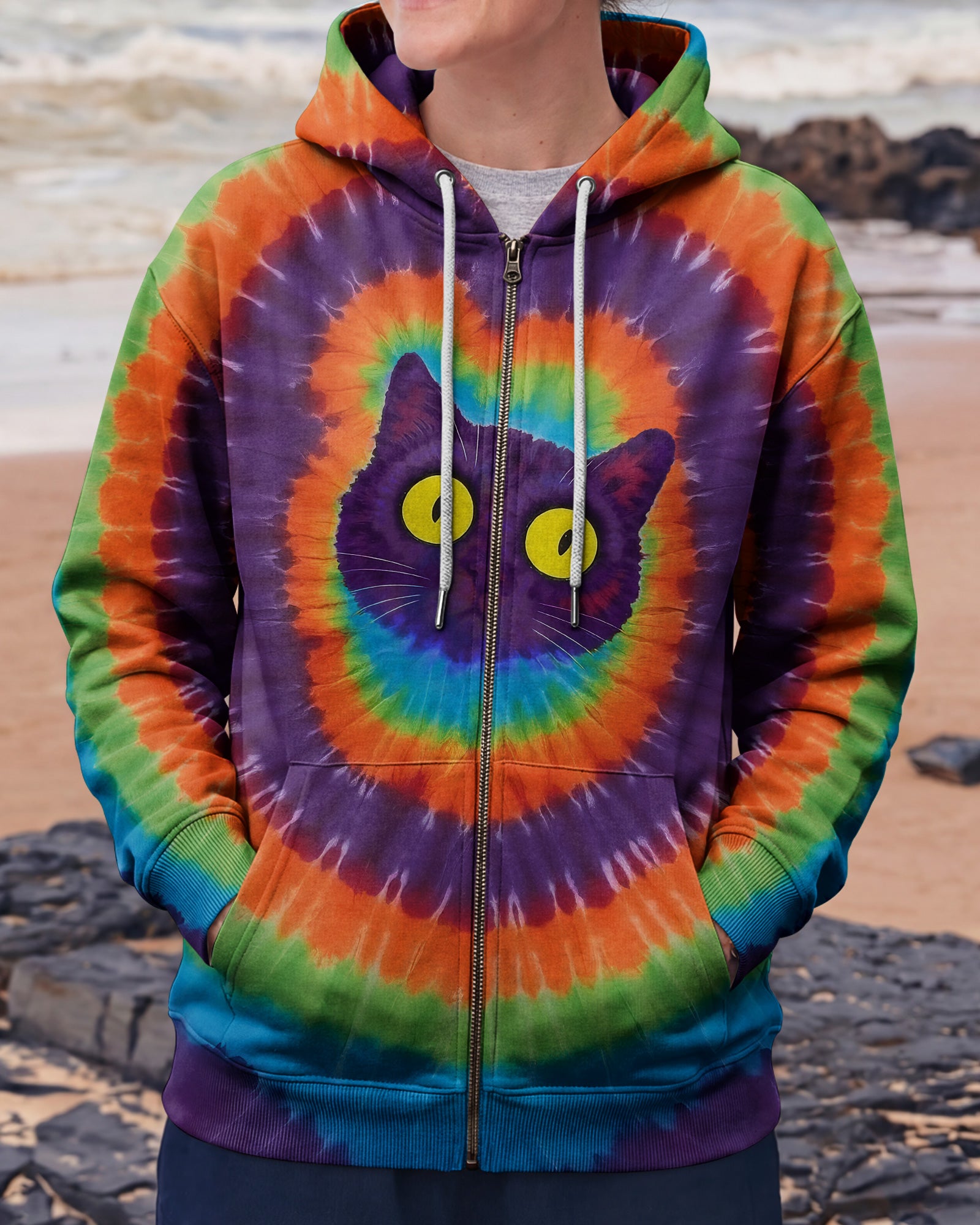 I'M NOT SHORT CAT COLORFUL SWIRL ALL OVER PRINT  - TLNO2403261