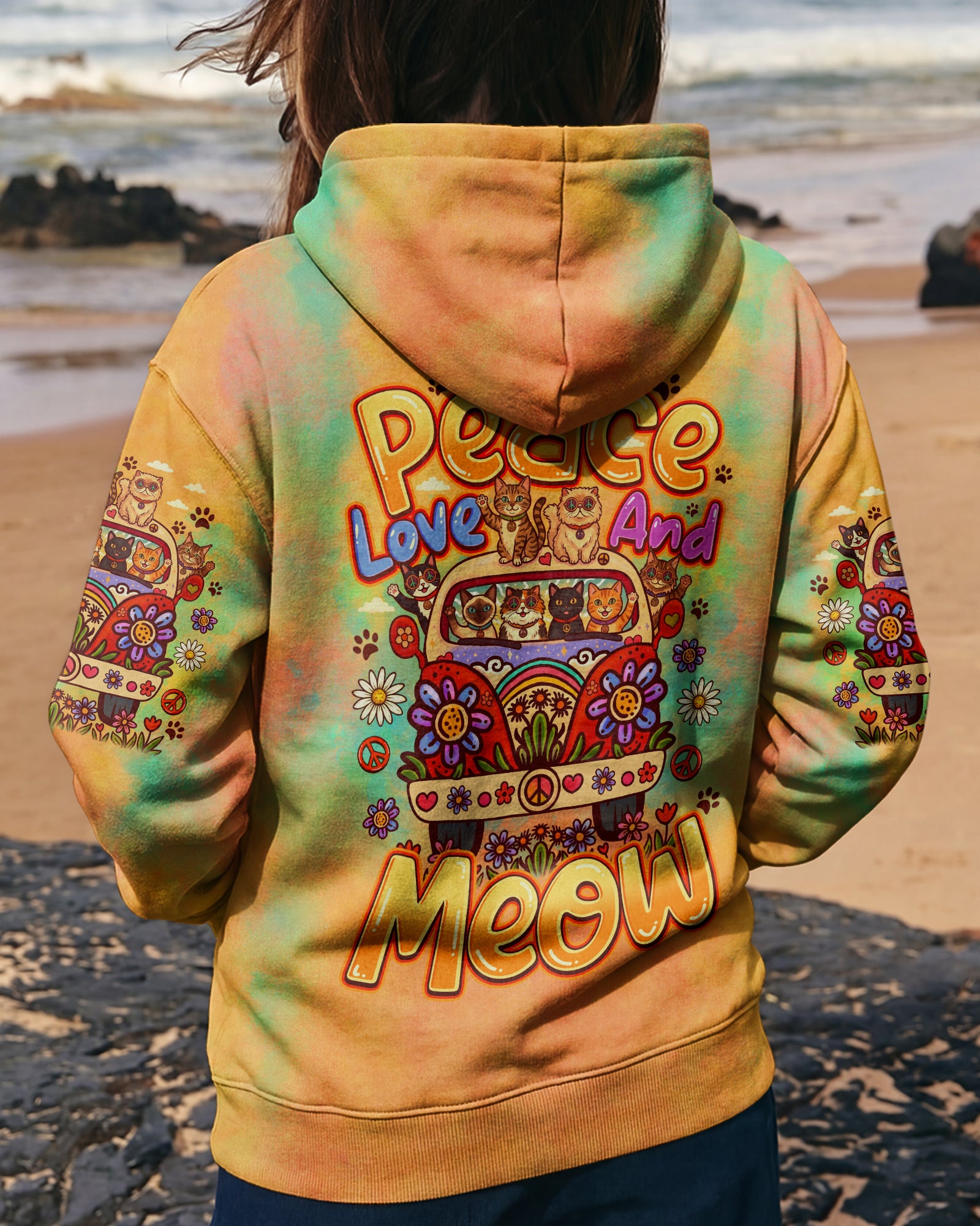 PEACE LOVE AND MEOW CATS ALL OVER PRINT - TLNO1307261