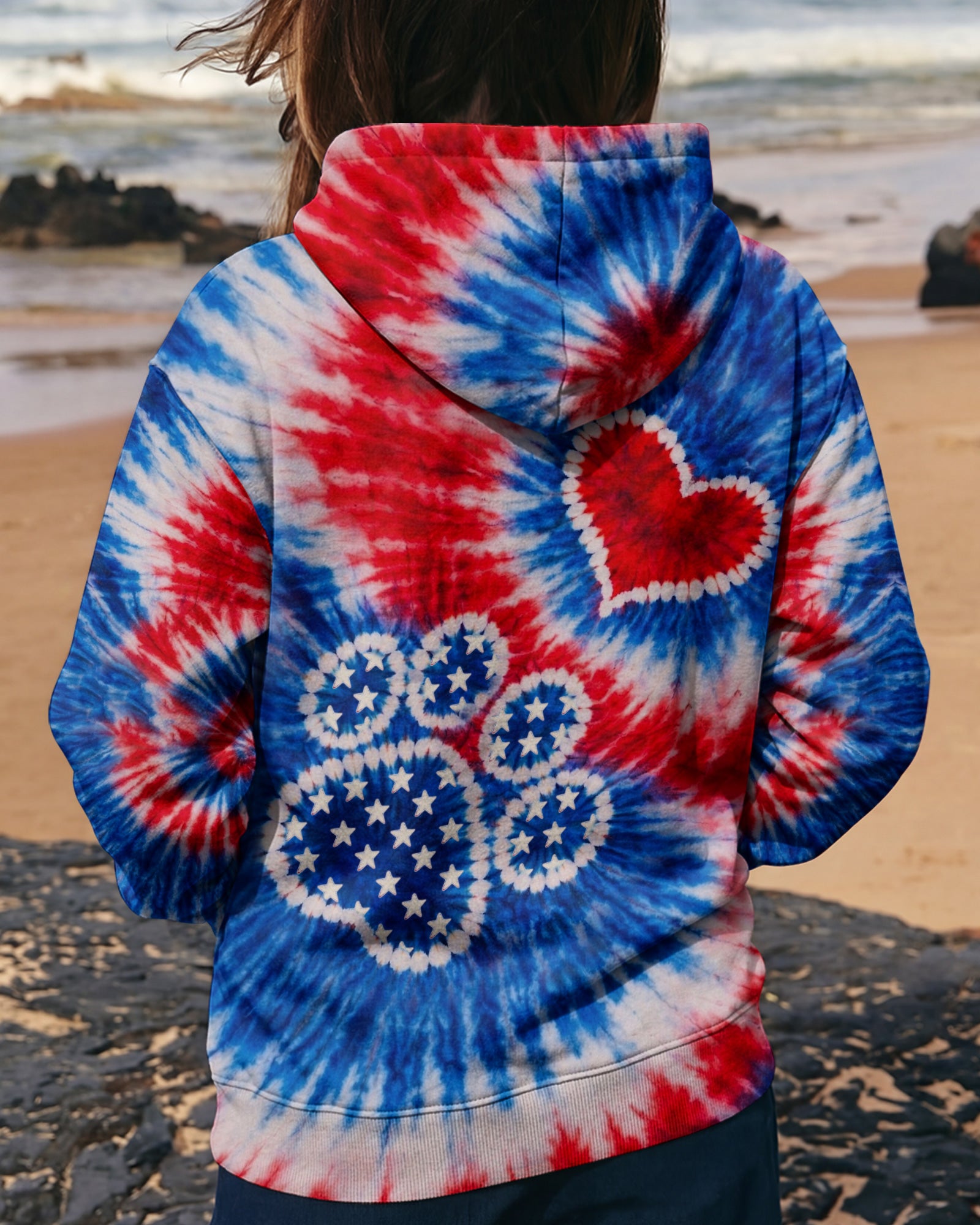 PAW HEART RED WHITE & BLUE SWIRL ALL OVER PRINT - TLHN0104261
