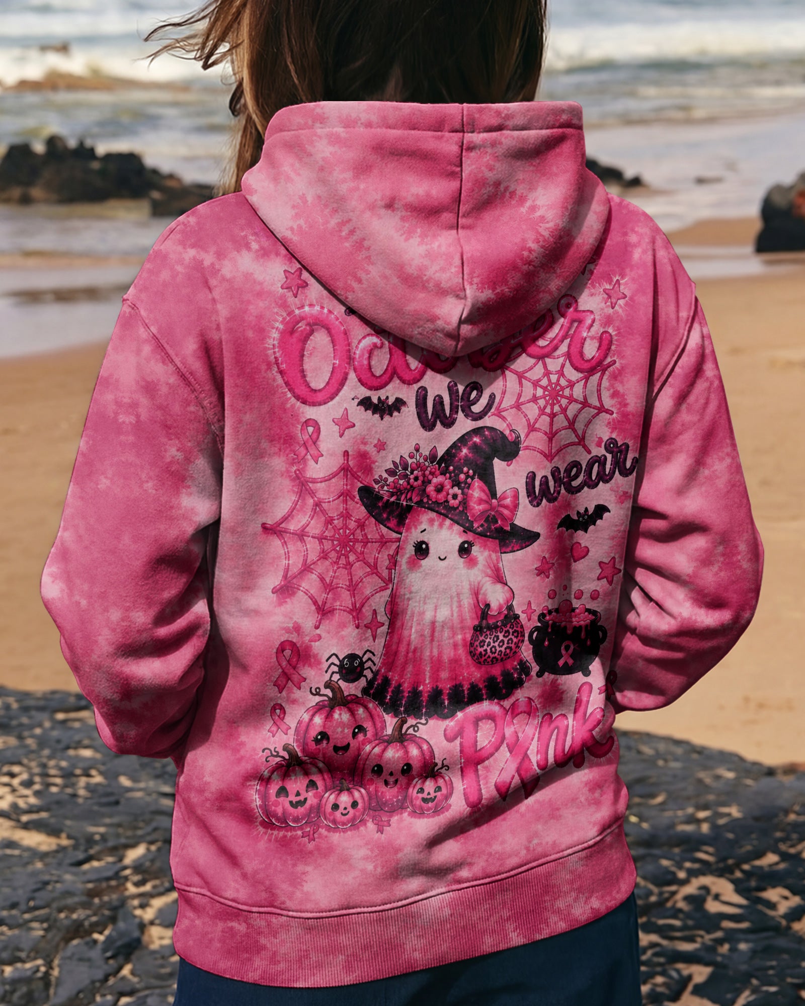 IN OCTOBER WE WEAR PINK WITCHY GHOST ALL OVER PRINT - KMTM2107261
