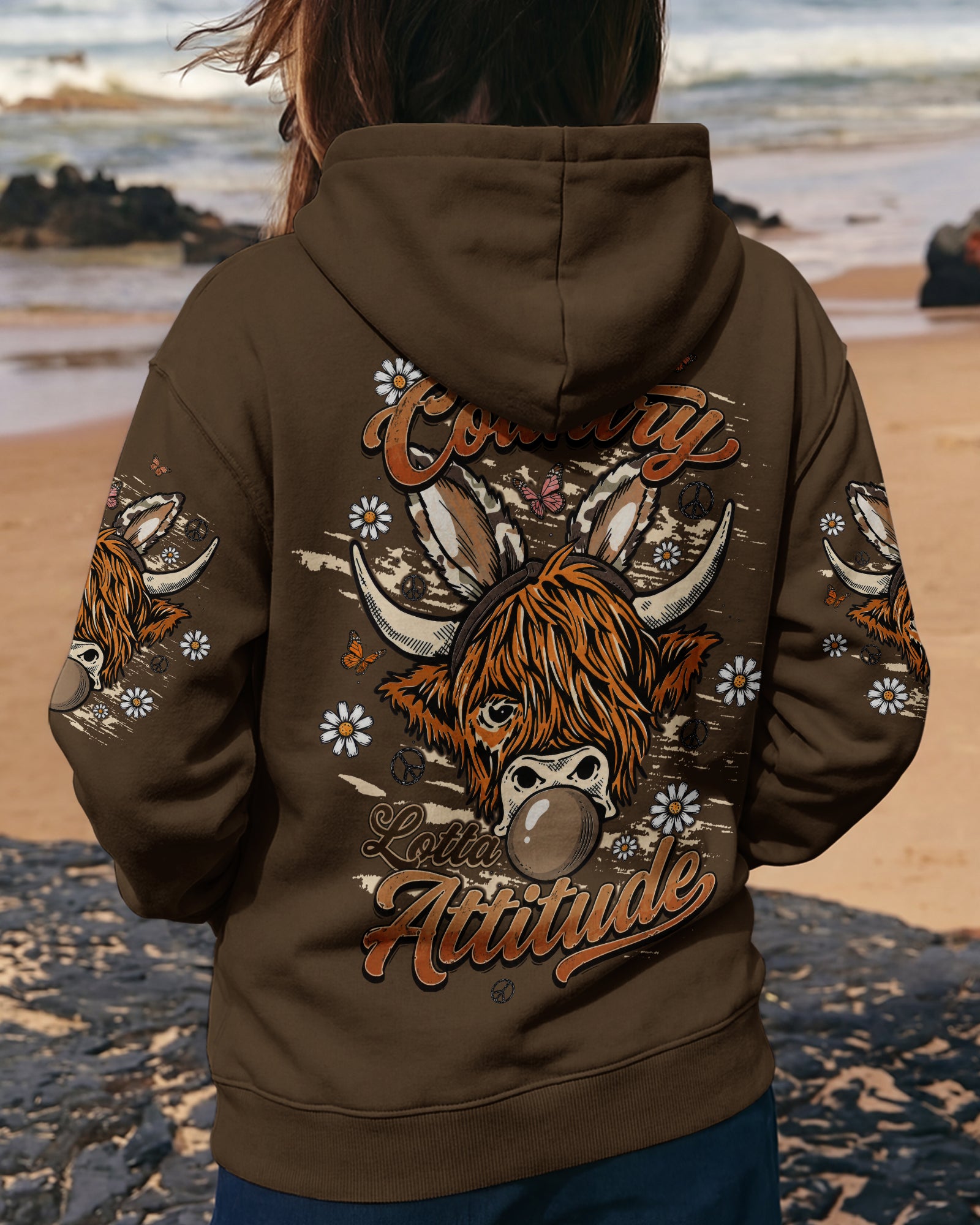 LITTLE COUNTRY LOTTA ATTITUDE COW ALL OVER PRINT  - TLTW1106262