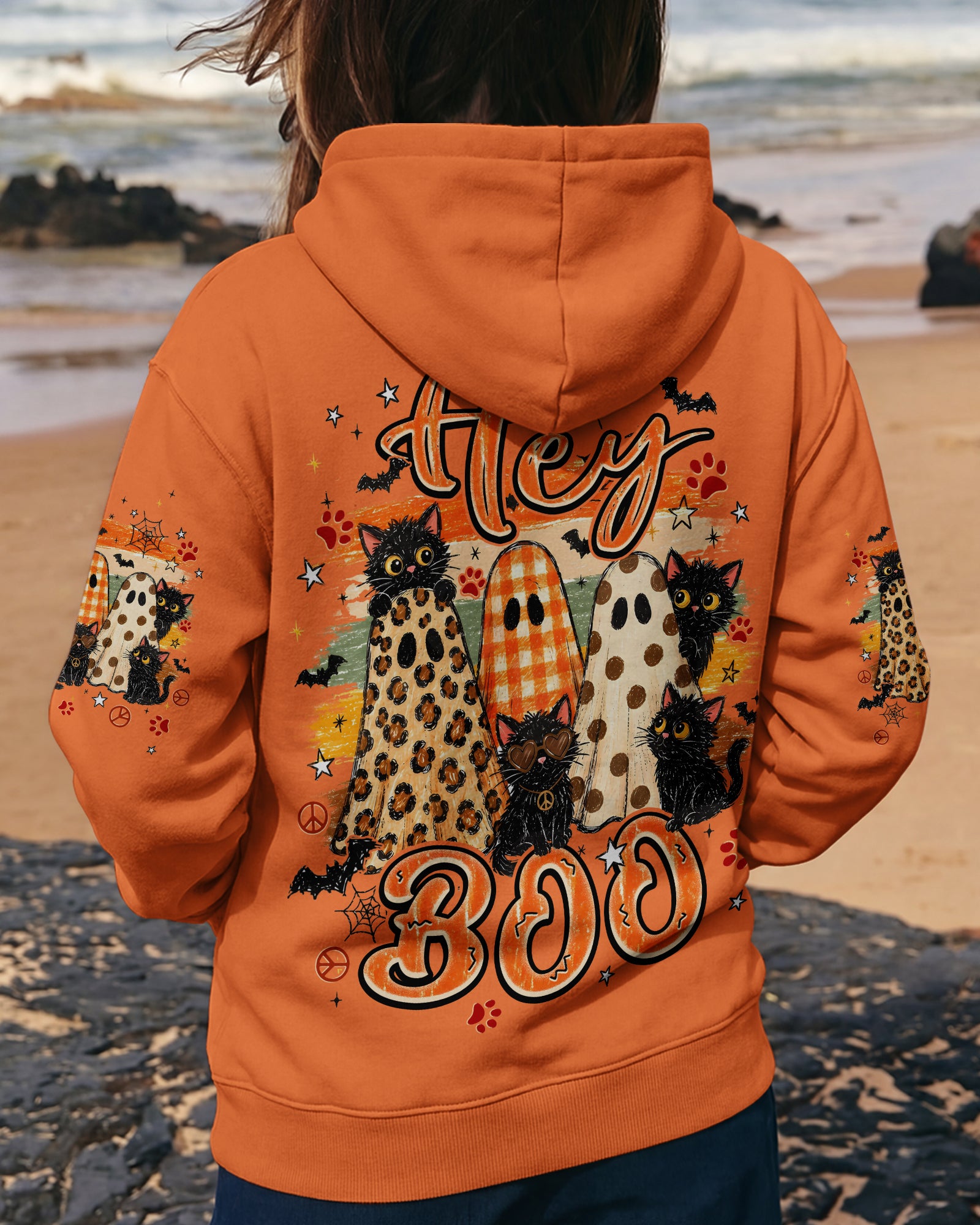 HEY BOO HALLOWEEN CAT ALL OVER PRINT - TYPQ2407261