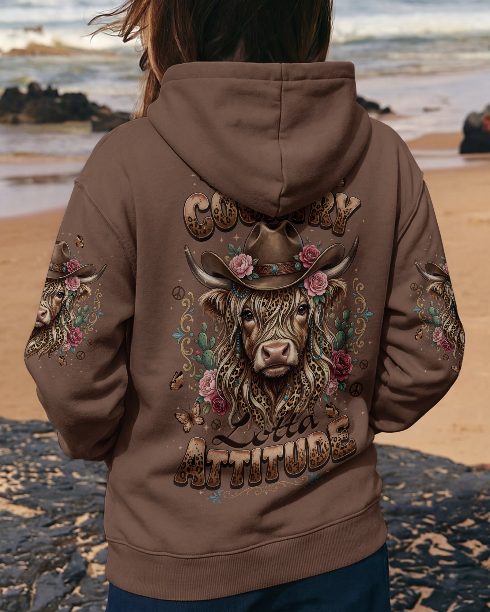 LITTLE COUNTRY LOTTA ATTITUDE COW ALL OVER PRINT  - TLTW1006264