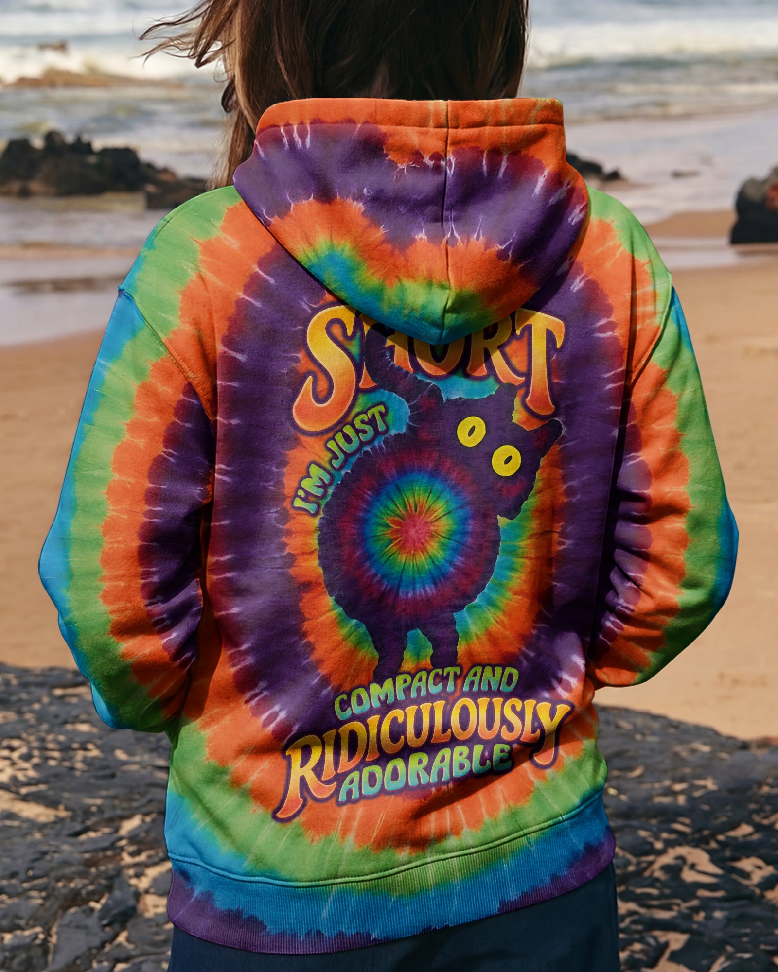 I'M NOT SHORT CAT COLORFUL SWIRL ALL OVER PRINT  - TLNO2403261