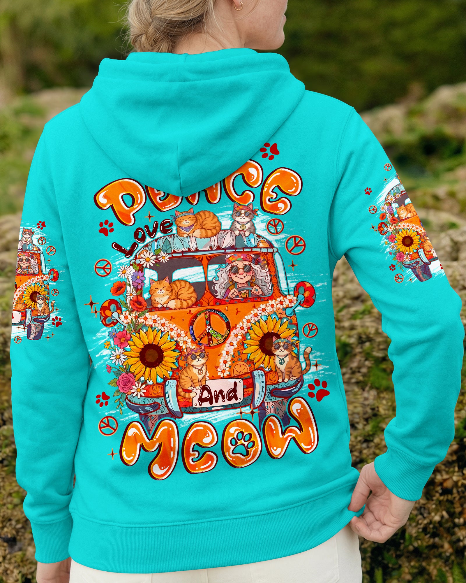 PEACE LOVE AND MEOW ALL OVER PRINT - TYPQ2107261