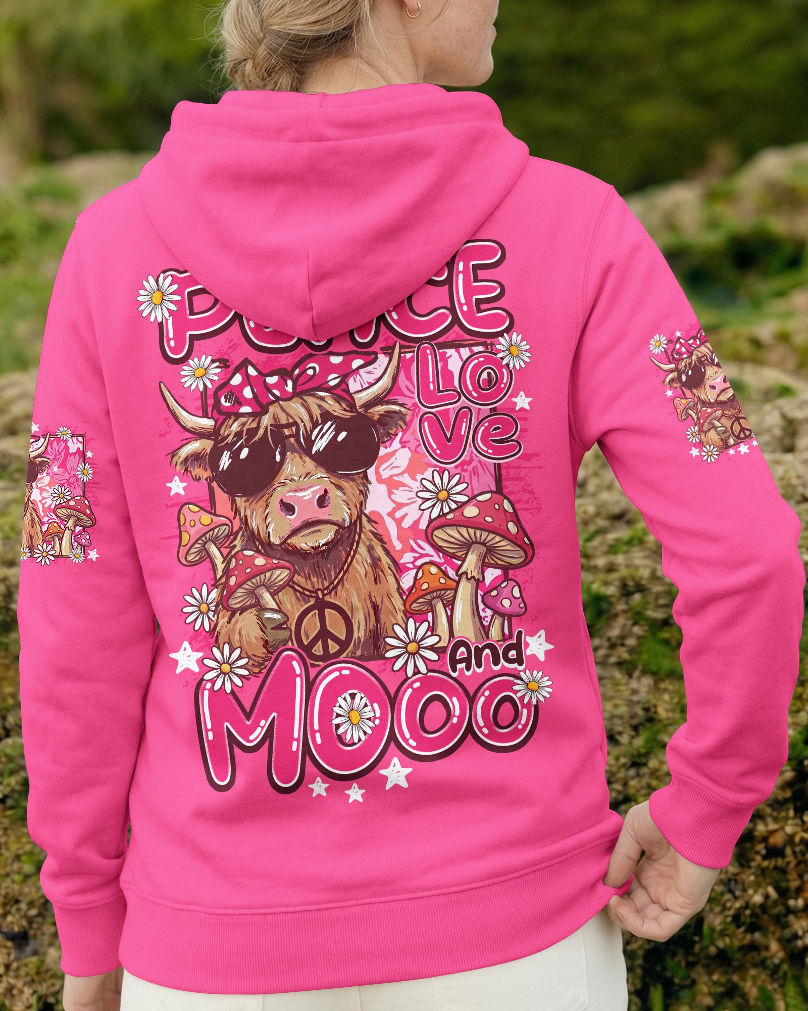 PEACE LOVE AND MOOO COW ALL OVER PRINT - TY1906262