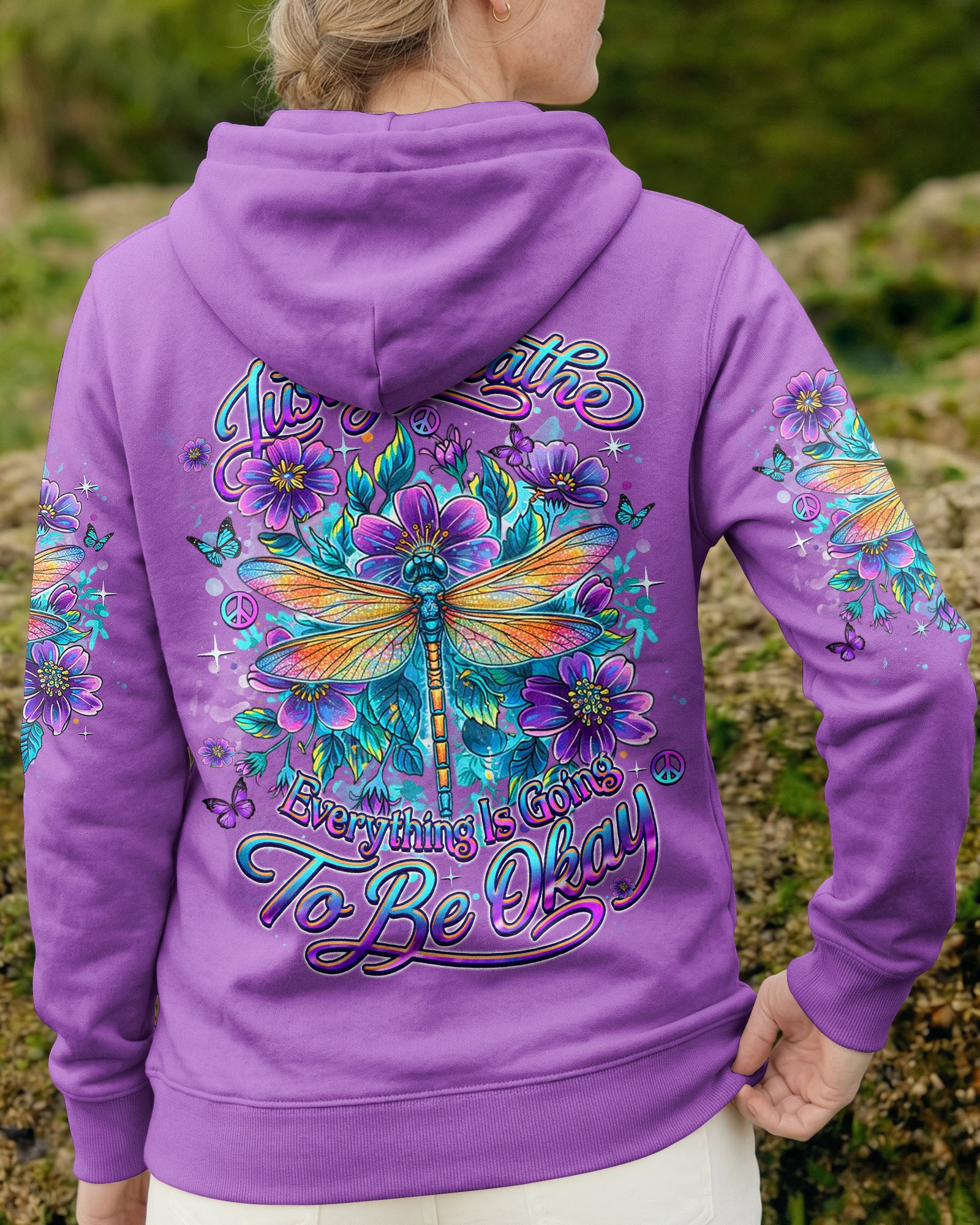 JUST BREATHE DRAGONFLY FLORAL ALL OVER PRINT - TLHN2403262