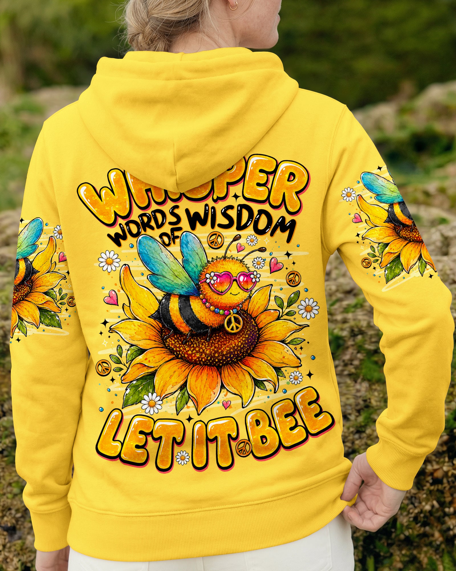 WHISPER WORDS OF WISDOM LET IT BE BEE SUNFLOWER ALL OVER PRINT -  TLNO1407261