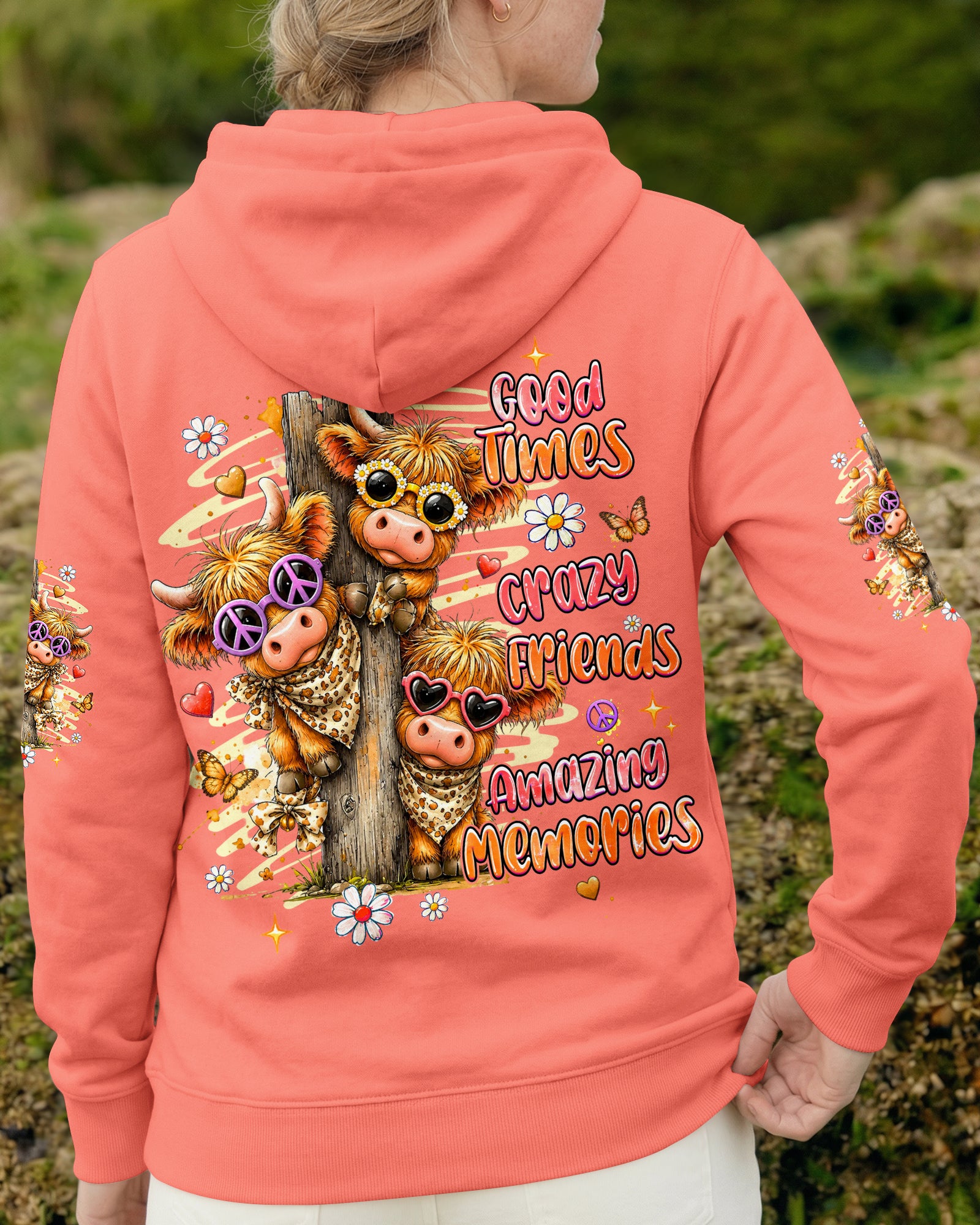 GOOD TIMES CRAZY FRIENDS HIGHLAND COW ALL OVER PRINT - TLHG0807261