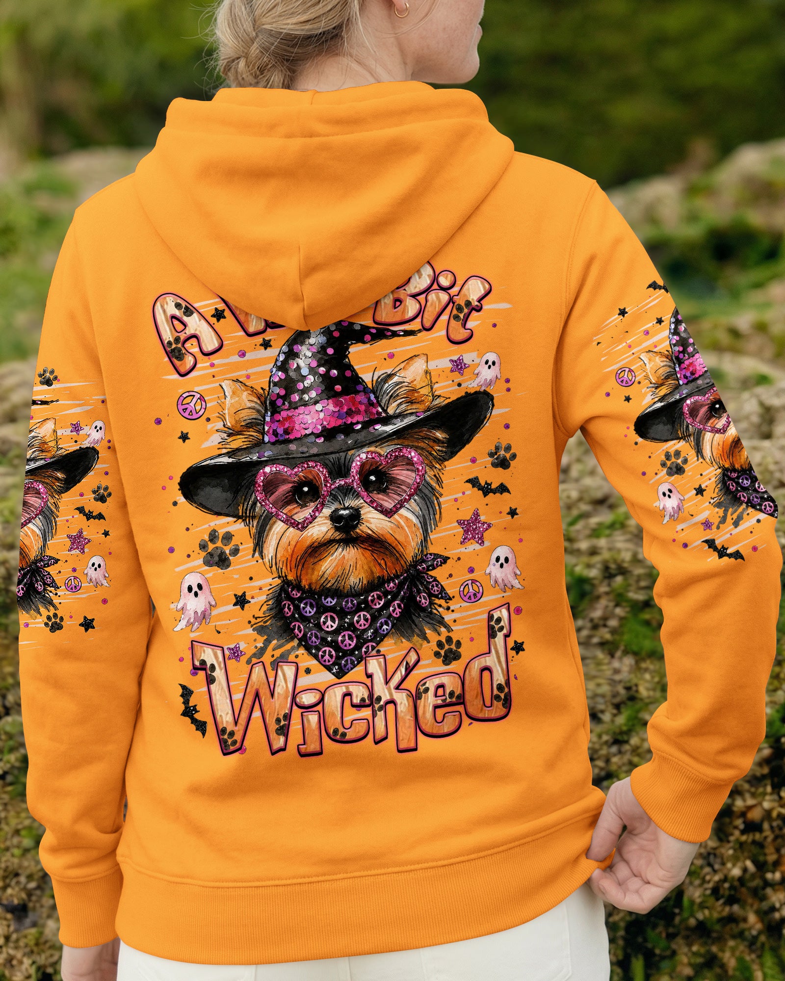 A WEE BIT WICKED YORKIE DOG HALLOWEEN ALL OVER PRINT - TLHN1707262