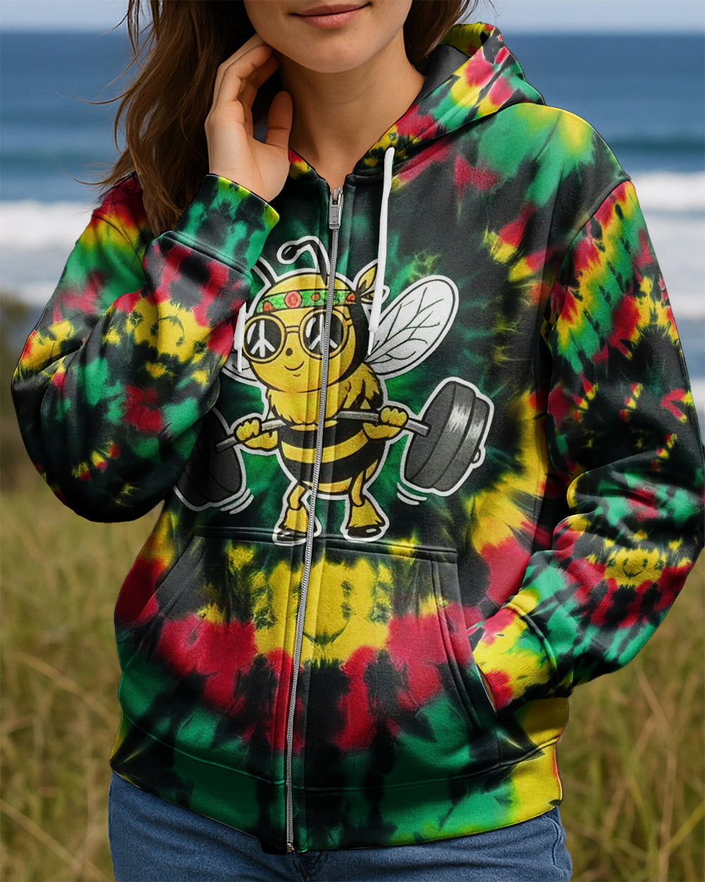 BEE STRONG RAINBOW SWIRL ALL OVER PRINT - YHHG0302261
